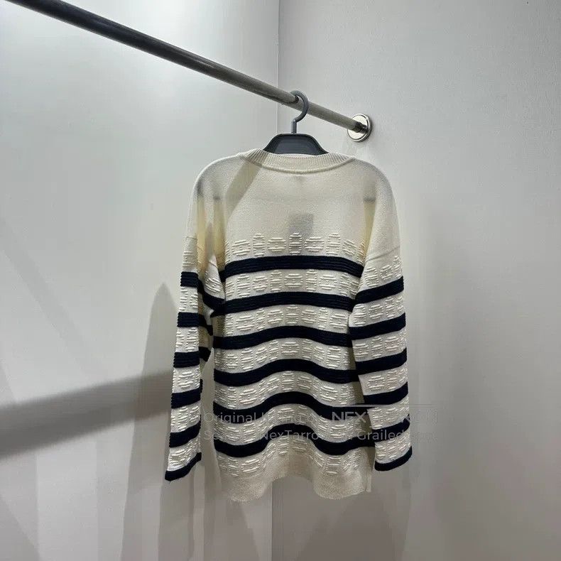 Hermes Hermes Striped Logo Cashmere Long Sleeve Knit Size XS / US 0-2 / IT 36-38 - 2 Thumbnail