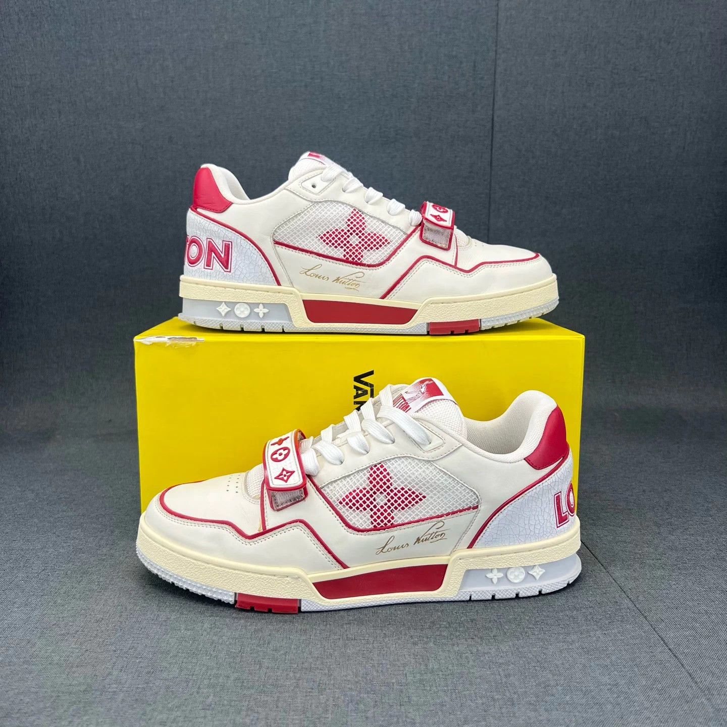 Louis Vuitton LV Trainer White/Red Velcro US7/41 Size US 8 / EU 41 - 2 Thumbnail