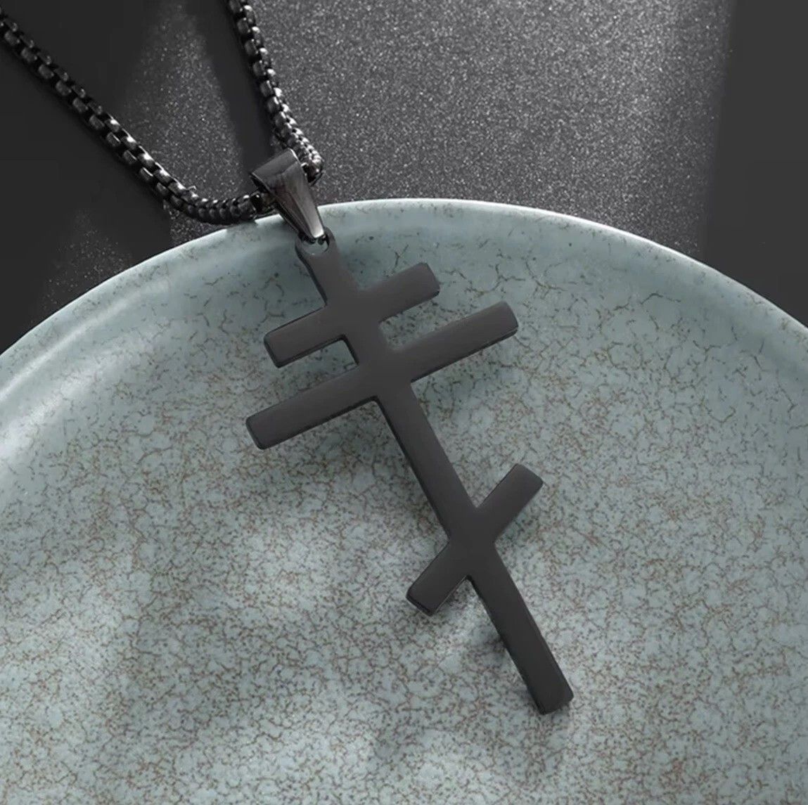 Other Black Cross Necklace Eastern Orthodox Stainless Steel Size ONE SIZE - 3 Thumbnail