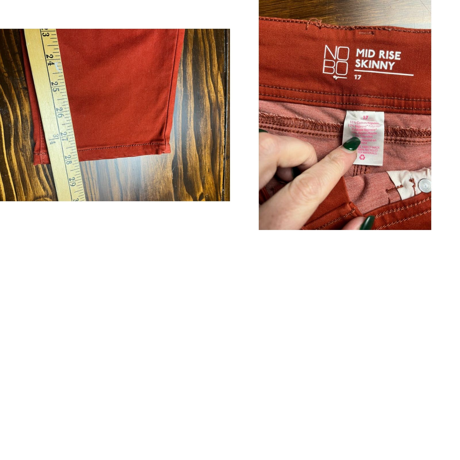 Vintage No Boundaries Pants Women's Size 17 Burnt Orange Mid Rise Skinny NWT Size 38" / US 16 / IT 52 - 8 Thumbnail