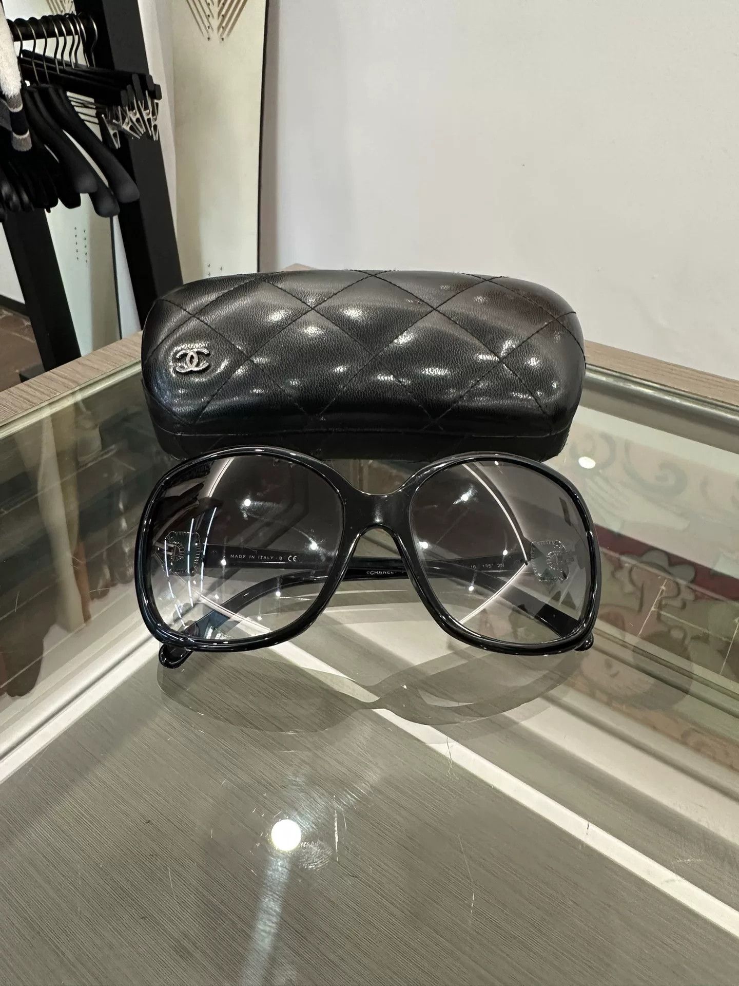 Chanel Chanel Side Double C Green Sunglasses Size ONE SIZE - 1 Thumbnail