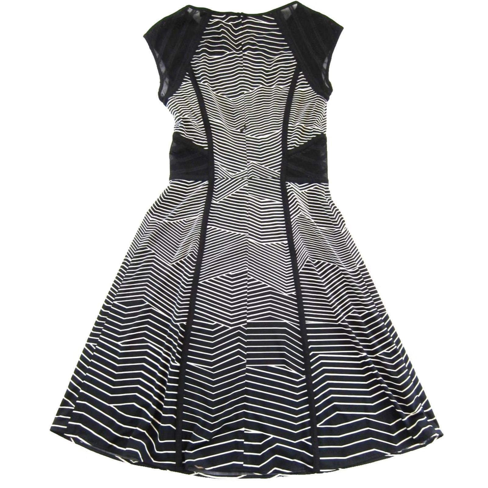 Bcbgmaxazria BCBGMAXAZRIA Black White Geometric Stripe Cap Sleeve Stretch Sheath Dress XXS Size XXS / US 00 / IT 34 - 2 Thumbnail