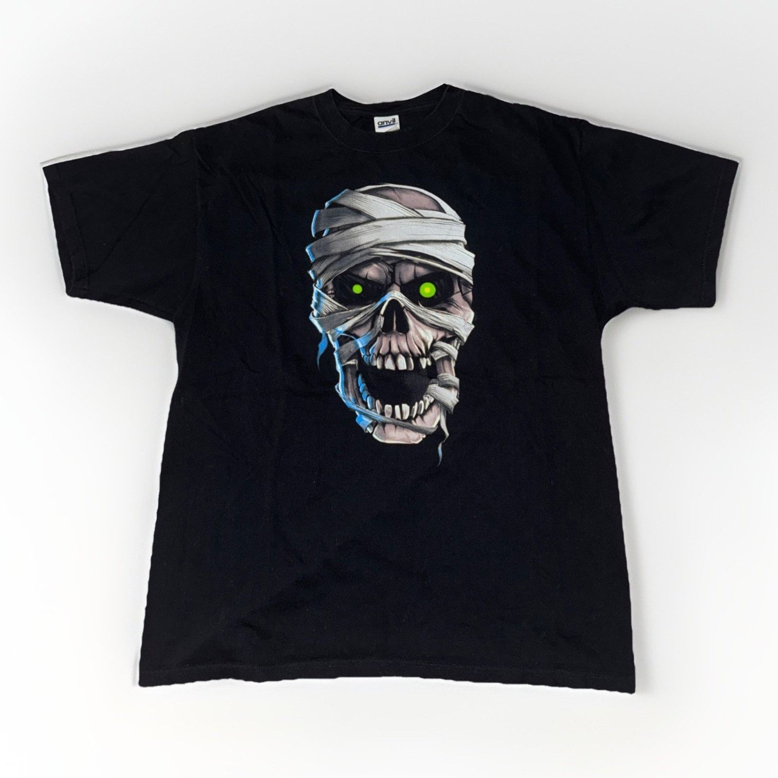Anvil × Band Tees × Vintage Vintage Anvil Mummy Graphic T-Shirt Black XL 22x29 Size US XL / EU 56 / 4 - 1 Thumbnail