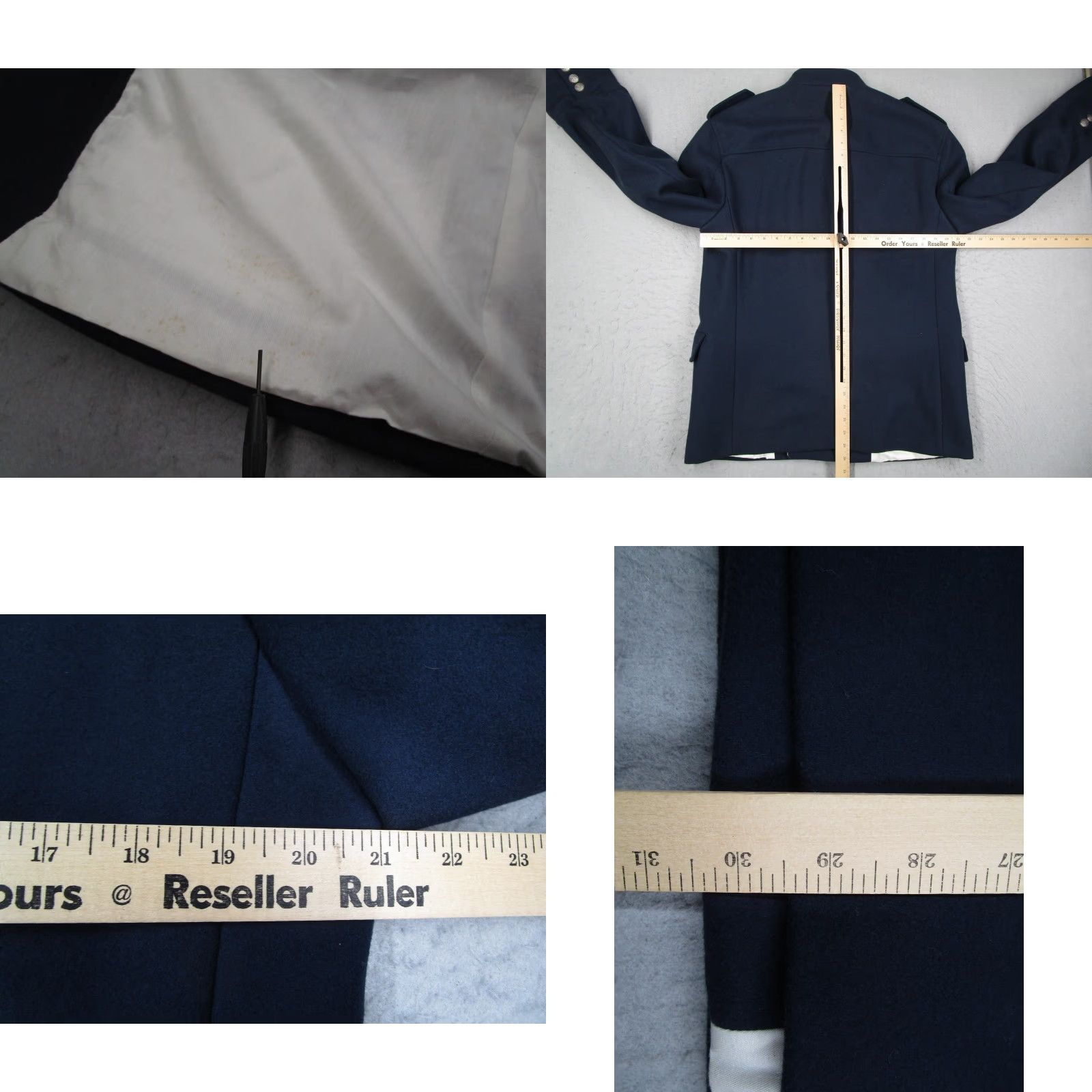 Sisley Sisley Jacket Mens 54 Blue Wool Military Double Breasted Epaulets Stand Collar Jacket Size US L / EU 52-54 / 3 - 8 Thumbnail