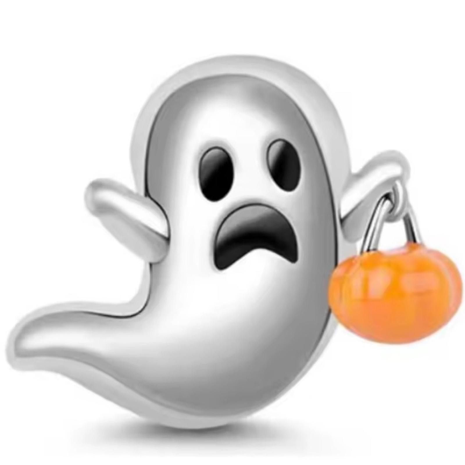 Other NWOT Cute Ghost With Pumpkin Lamp Charm Sterling Silver 925 Size ONE SIZE - 1 Thumbnail