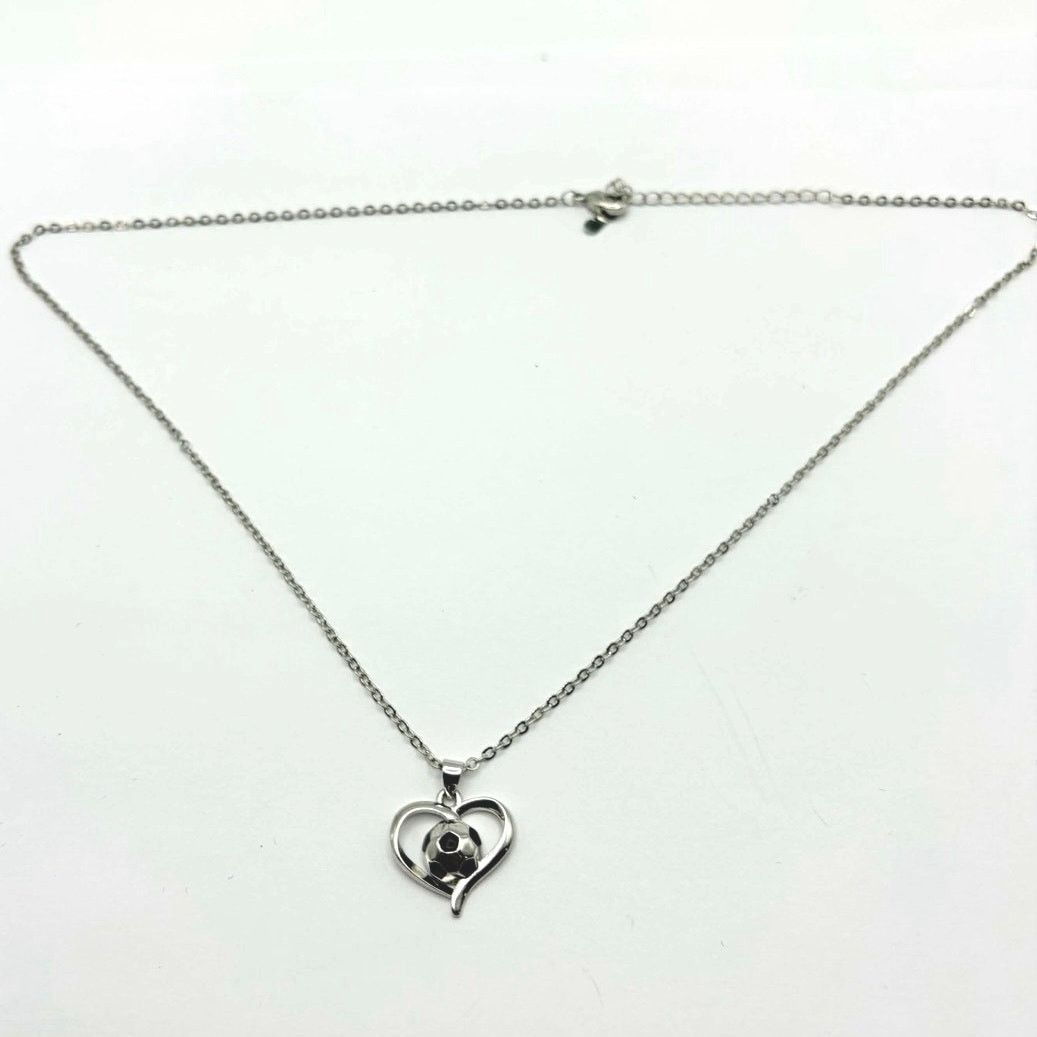 Other Silver Soccer Heart Necklace Size ONE SIZE - 3 Thumbnail