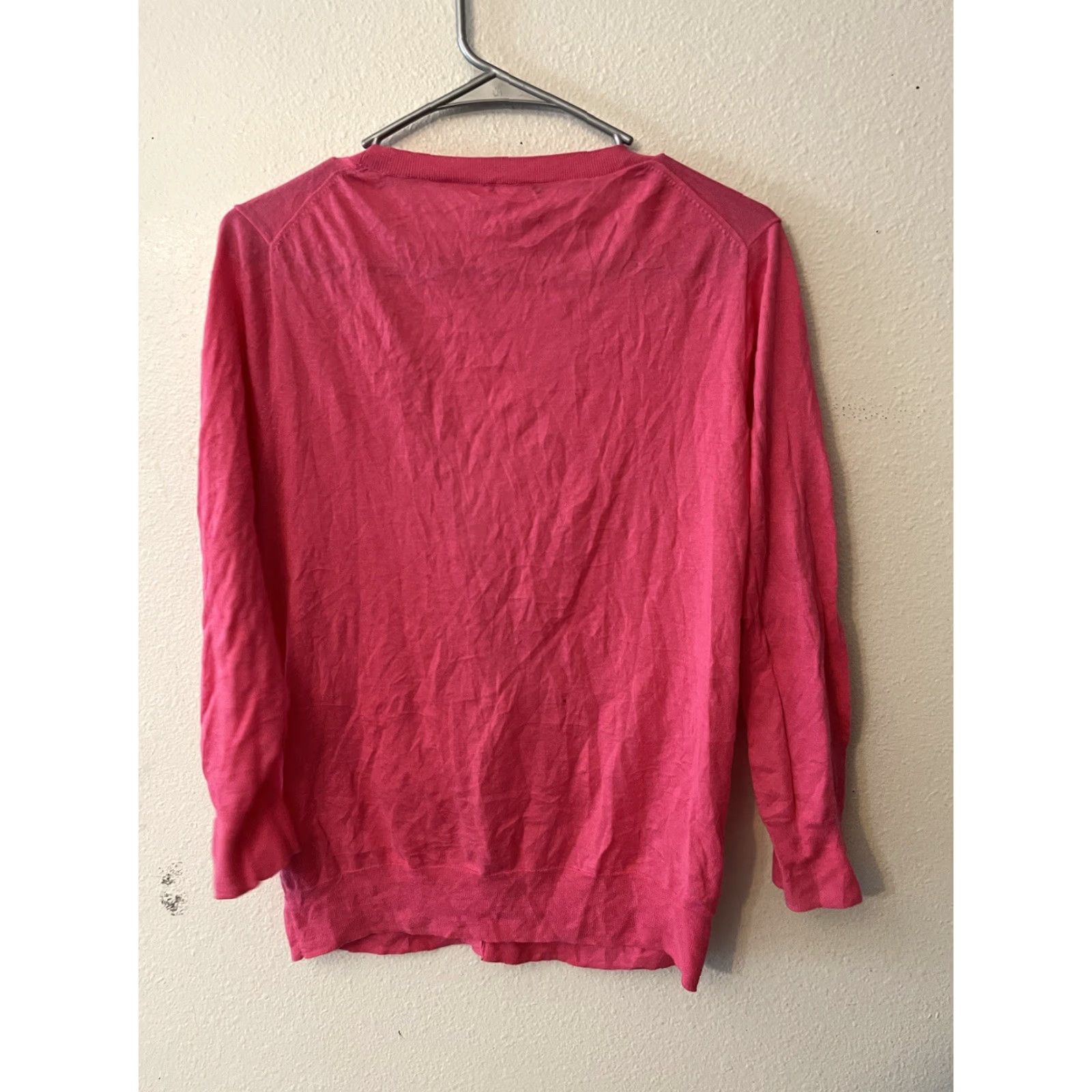 J.Crew J.CREW Cardigan Knit Pink 100% Cotton 3/4 Sleeve V-Neck L Women's Sweater Size L / US 10 / IT 46 - 2 Thumbnail