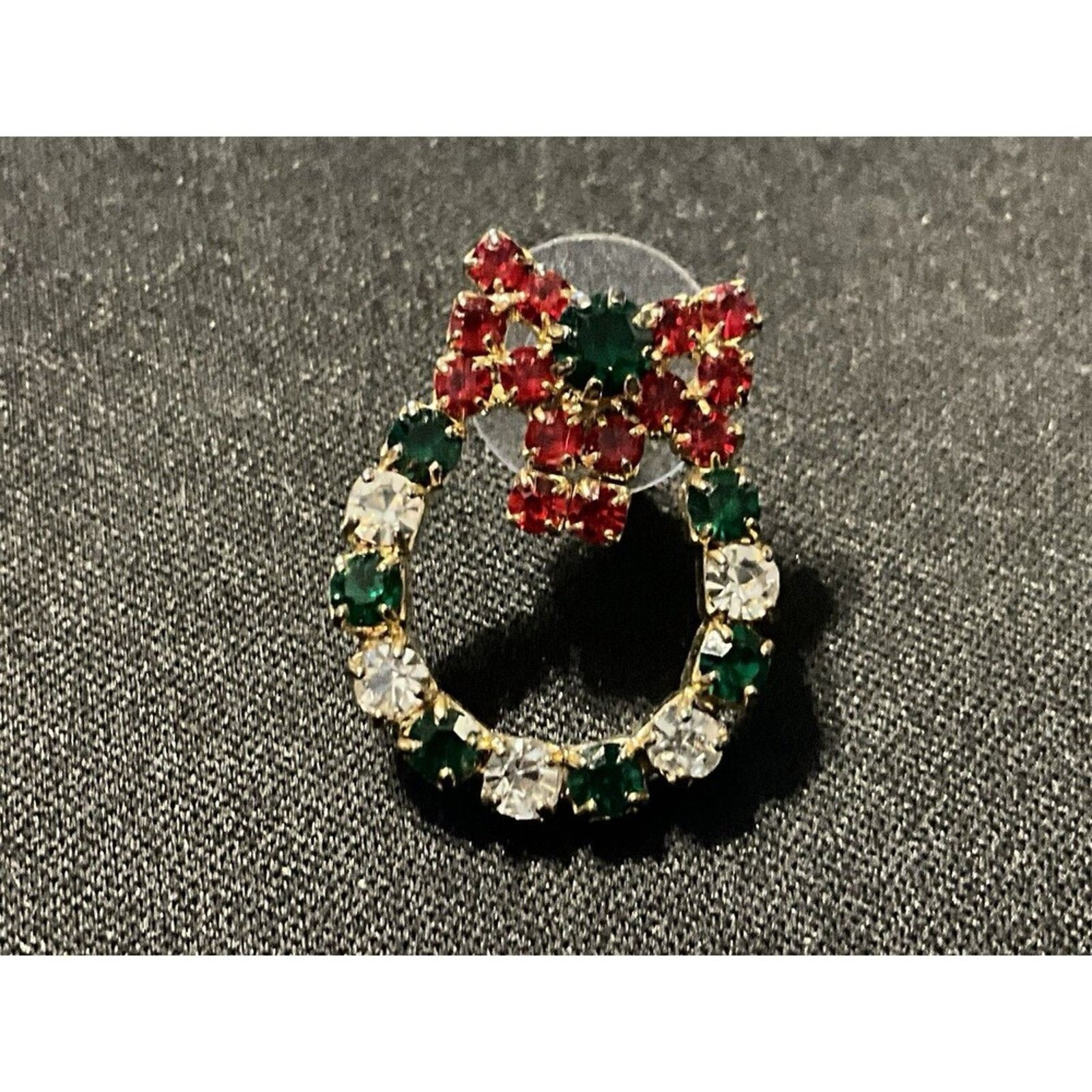 Other Christmas Wreath W/ Bows Crystal Post Earrings Size ONE SIZE - 2 Thumbnail