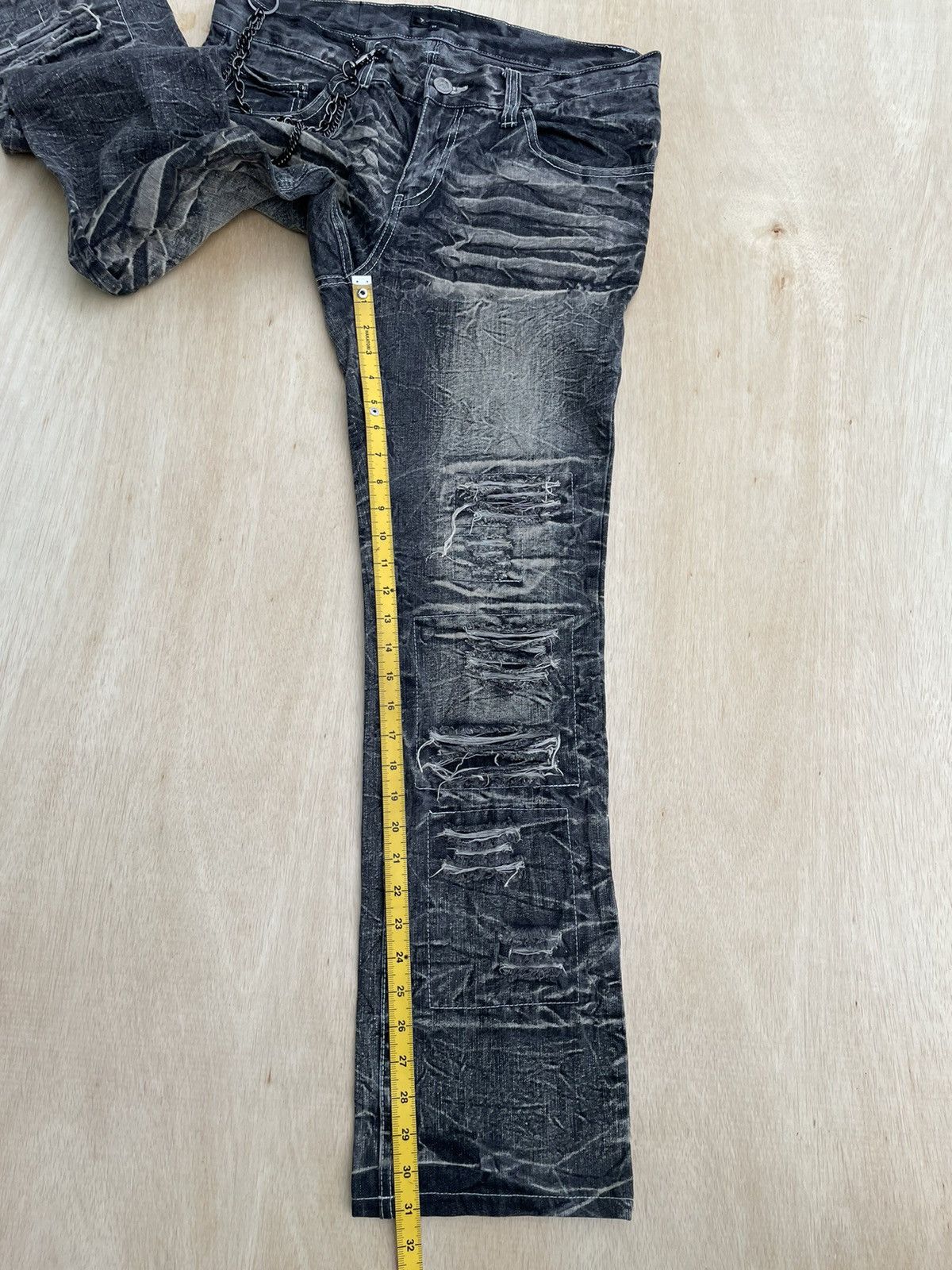【LOWBOX】 Damage Design Denim Vintage Lowbox Distressed Denim Jeans Punk Style