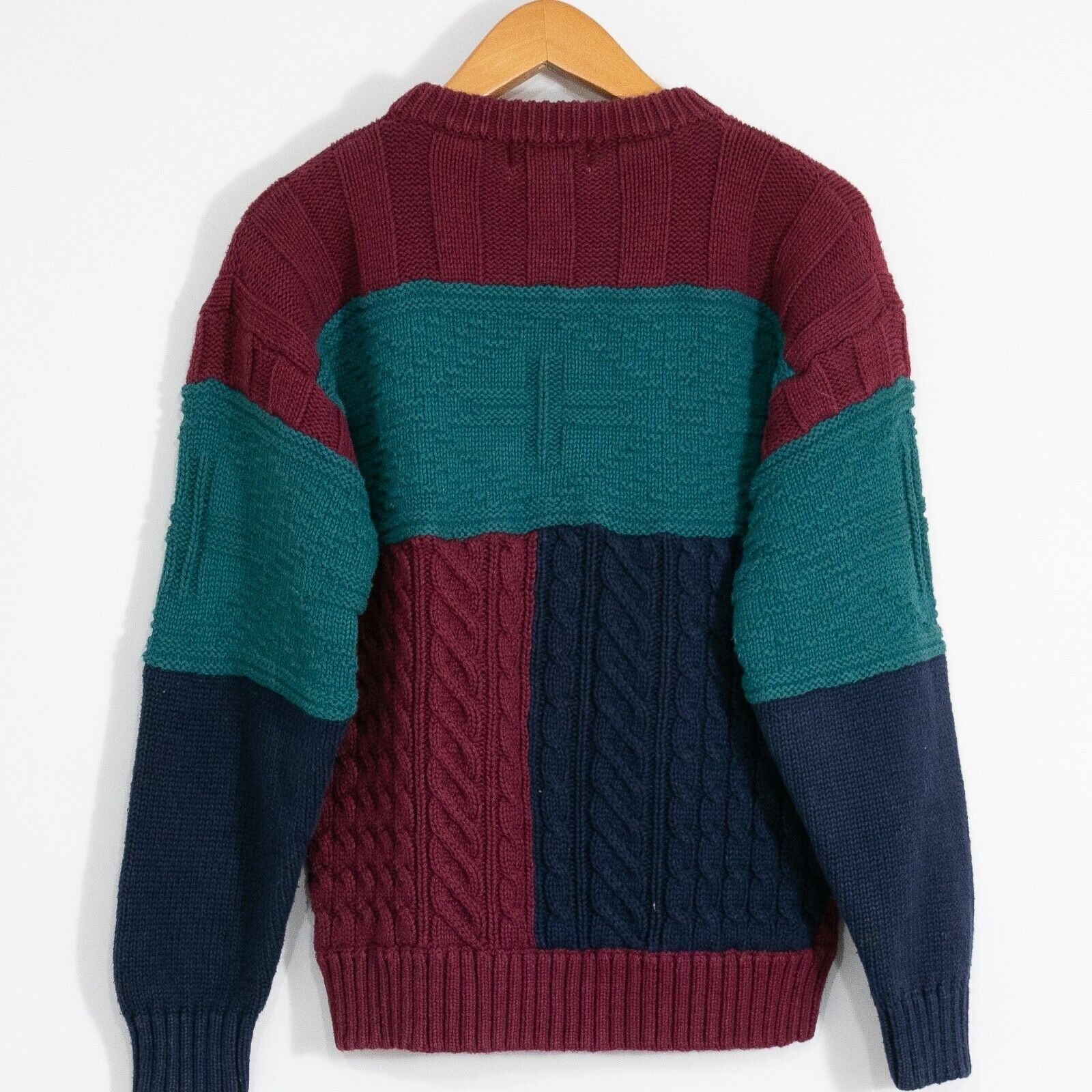 Vintage Vintage Patchwork Cable Knit Sweater Mens Medium - Slim Fit Size US M / EU 48-50 / 2 - 6 Thumbnail