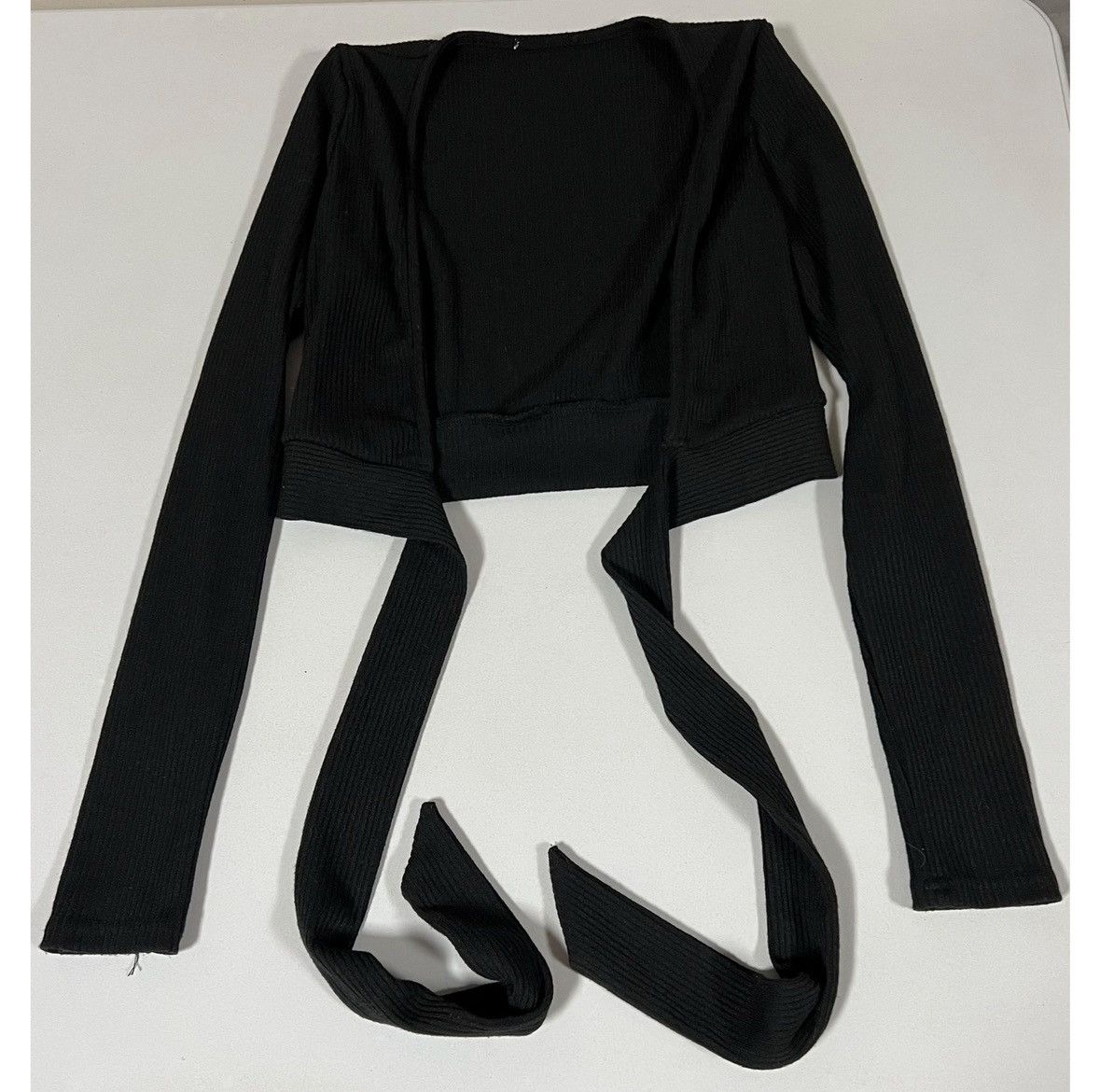 Japanese Brand Black Knit Long Sleeve Sweater Shrug Shawl Cardigan Top XS 🖤 Size XS / US 0-2 / IT 36-38 - 3 Thumbnail