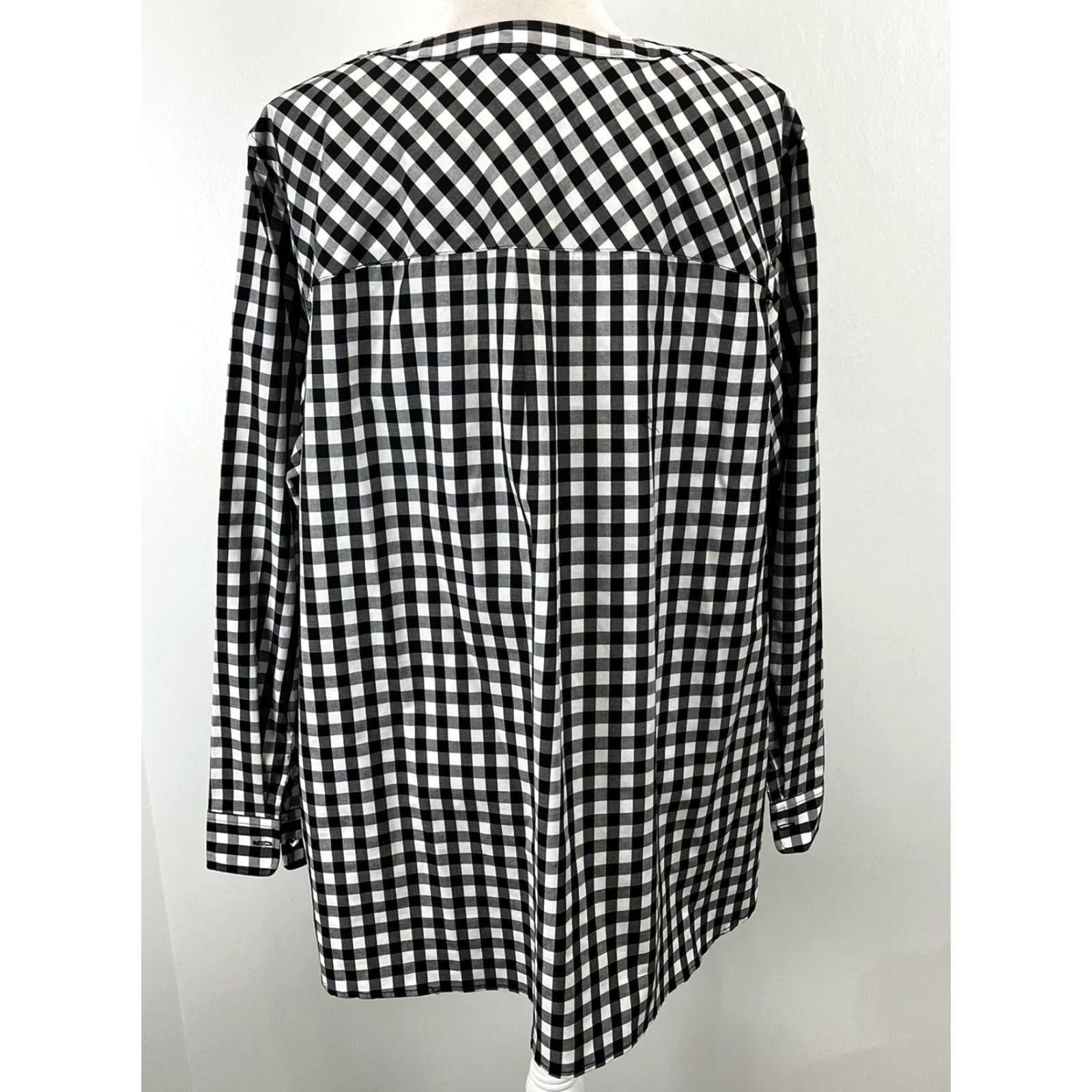 Talbots Talbots Tunic Shirt 2X Plus Bling Buttons Womens Long Sleeve Black White Gingham Tunic Top Women Size XXL / US 16-18 / IT 52-54 - 3 Thumbnail