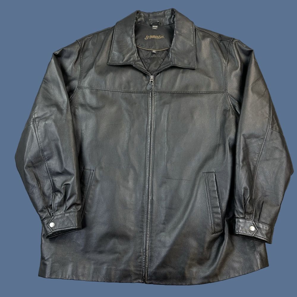 Vintage VINTAGE St. Johns Bay Jacket Mens 2XLT Black Genuine Leather Quilt Lined Bomber Jacket Size US XXL / EU 58 / 5 - 1 Thumbnail
