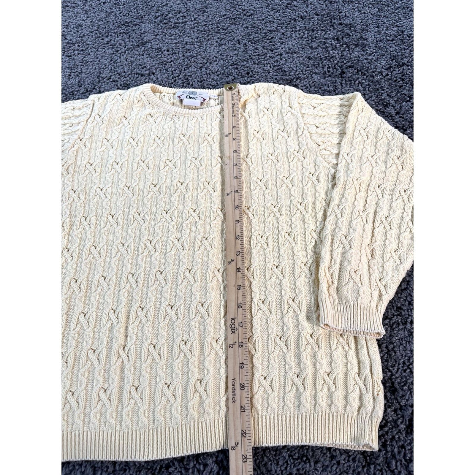 Orvis VINTAGE Orvis Sweater Casual Womens Medium Cable-Knit Crew Neck Yellow 90s Pullover Girls? Size M / US 6-8 / IT 42-44 - 2 Thumbnail