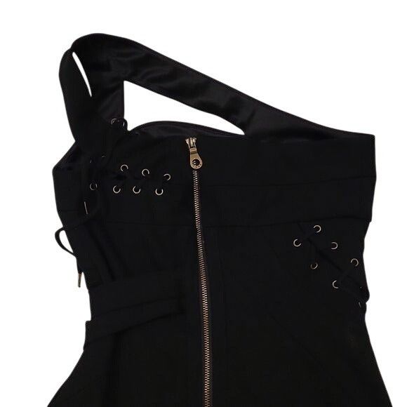 L.A.M.B. L.A.M.B Mini Bodycon Dress Lace Up Buckles One Shoulder Blac Size XS / US 0-2 / IT 36-38 - 11 Thumbnail
