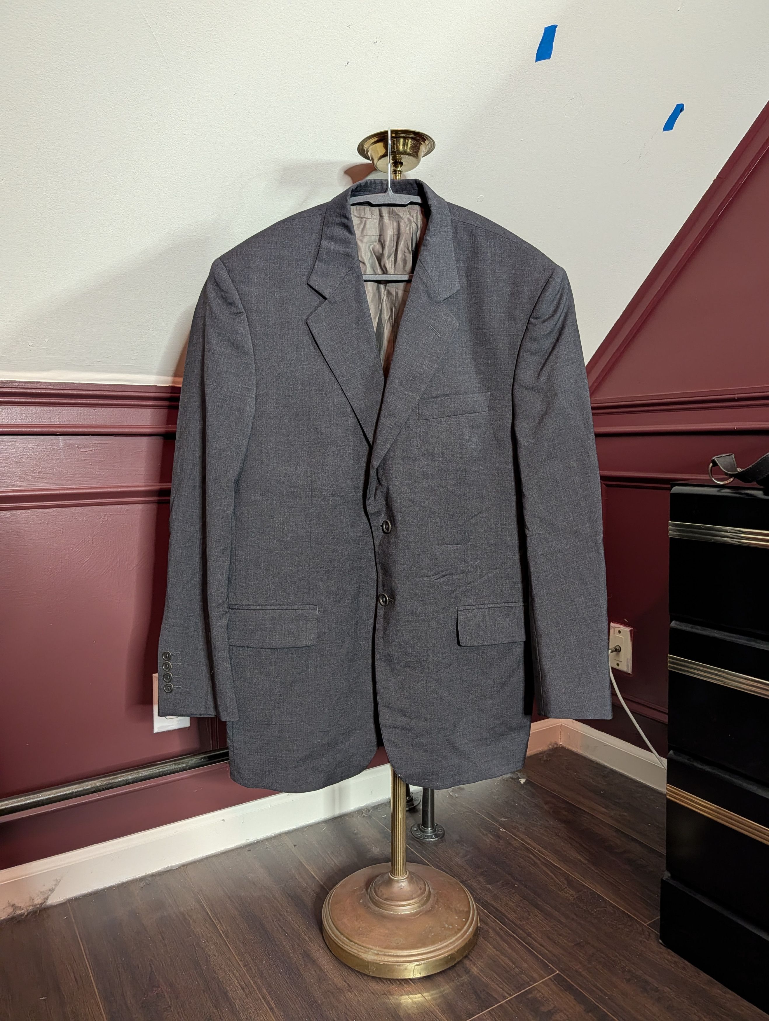 Vitale Barberis Canonico Di Barna 1969 Super 110s textured gray jacket Italy Size 44R - 1 Thumbnail