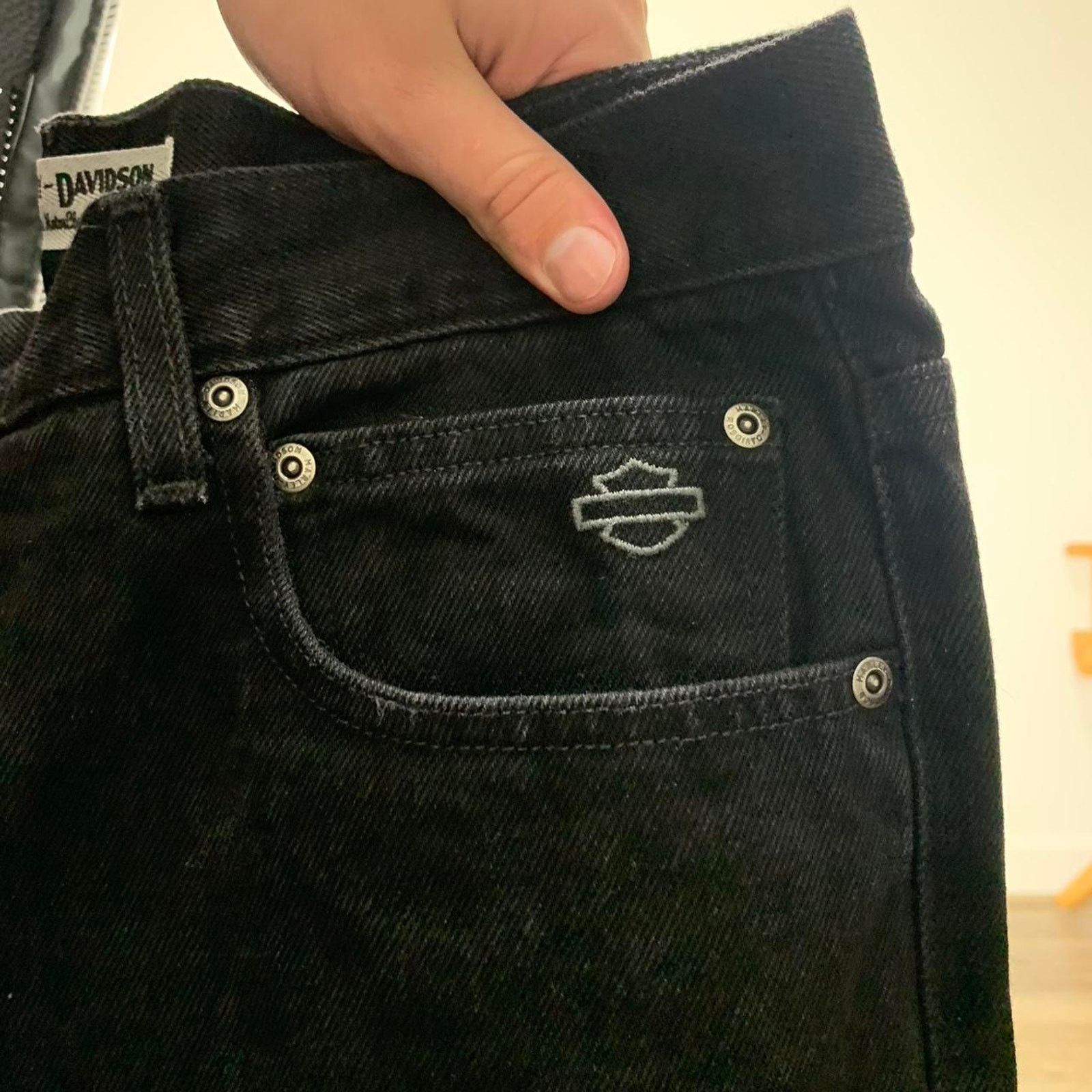 Harley Davidson × Vintage Vintage Harley Davidson Black Faded jeans Size US 36 / EU 52 - 5 Thumbnail
