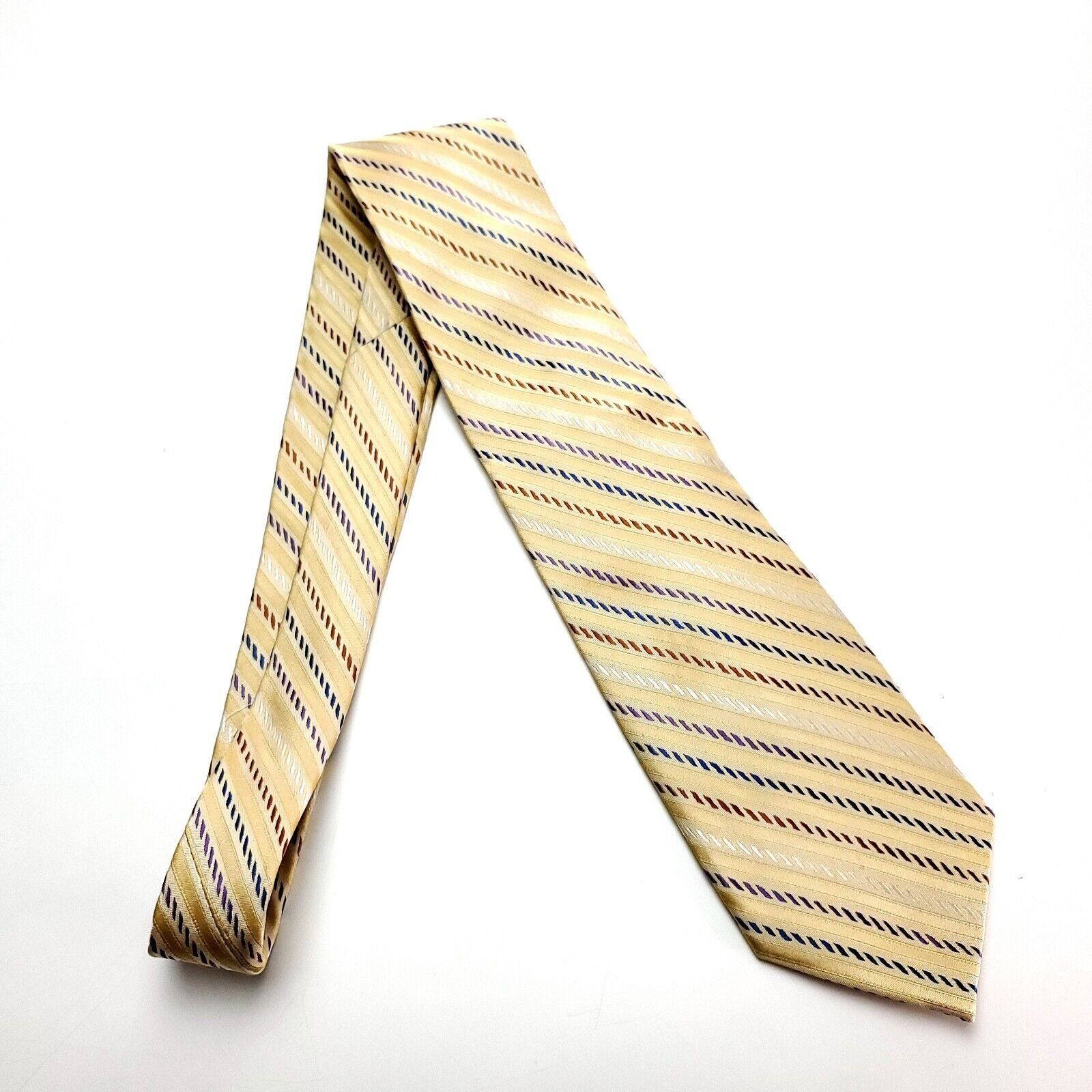 Other Ferucci Silk Tie Woven Yellow Woven Multi-Colored Striped Size ONE SIZE - 7 Thumbnail