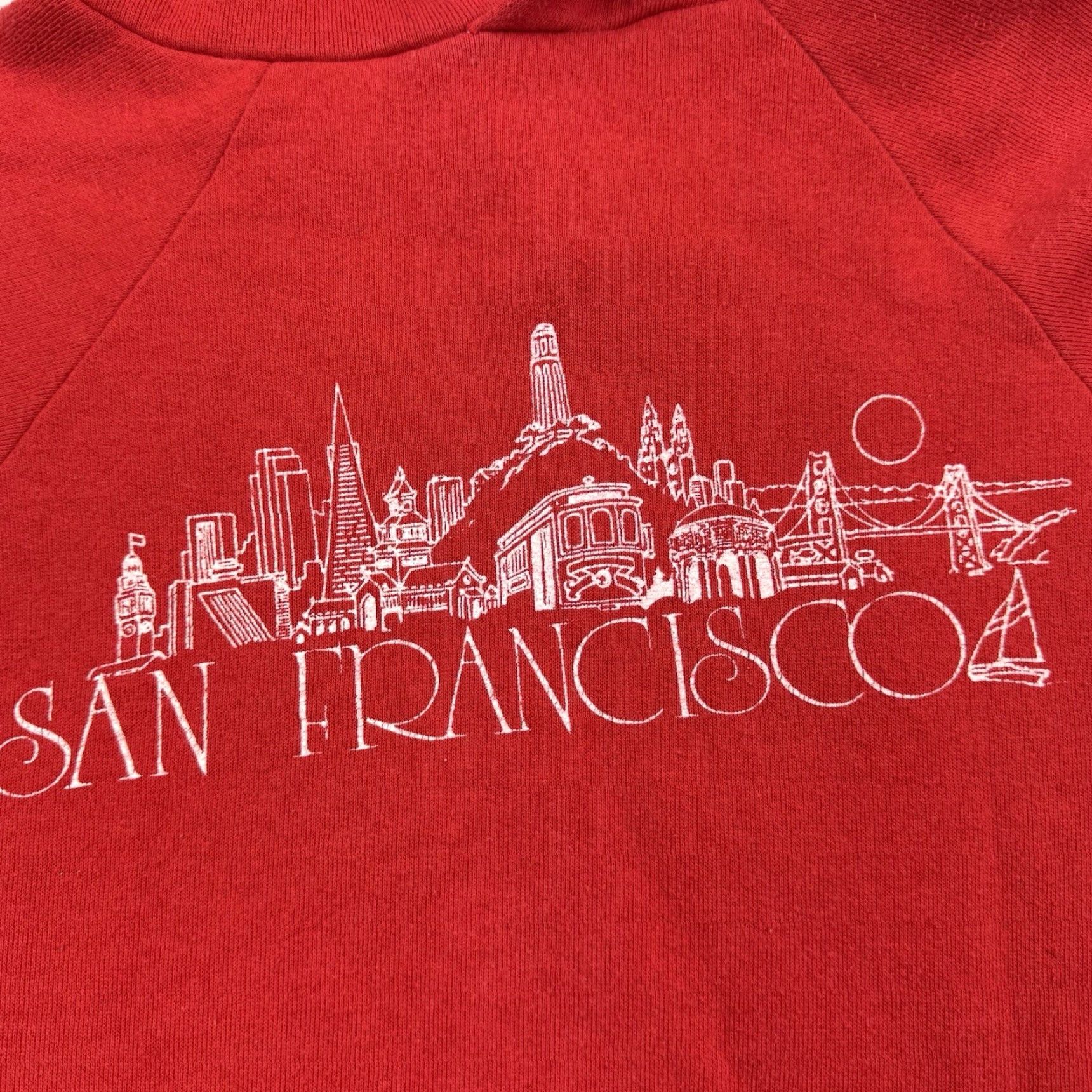 Vintage VINTAGE San Francisco California Hoodie 1980s Mens Large Red Raglan 2 Tone Hipster 90s City USA Pullover Size US L / EU 52-54 / 3 - 2 Thumbnail