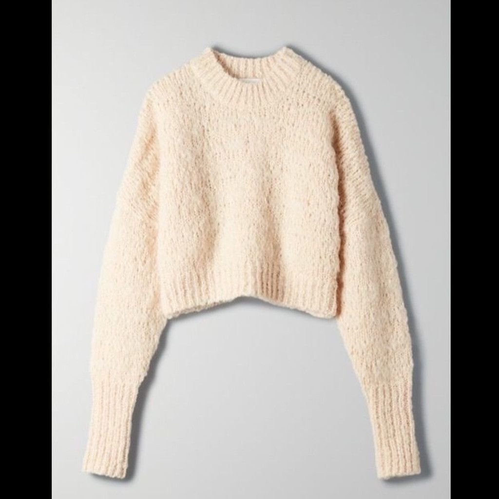 Aritzia Wilfred Lune Cream Alpaca Wool Cropped Sweater Size XXS Size XXS / US 00 / IT 34 - 4 Thumbnail