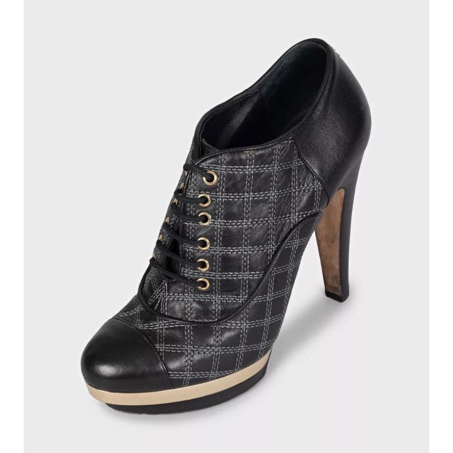 Chanel Chanel Black Leather Embroidery Ankle Boots Sz 37.5 Size US 6.5 / IT 36.5 - 3 Thumbnail