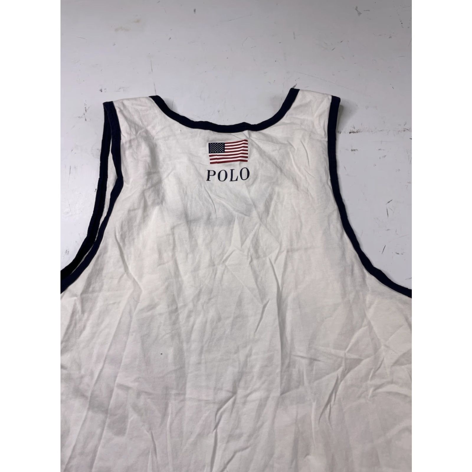 Polo Ralph Lauren VINTAGE Polo Ralph Lauren Team USA Flag Tank Top 1992 Stadium Pwing Bear Mens Medium Tank Top Sleeveless White Cotton USA 1992 Mens Size US M / EU 48-50 / 2 - 4 Thumbnail