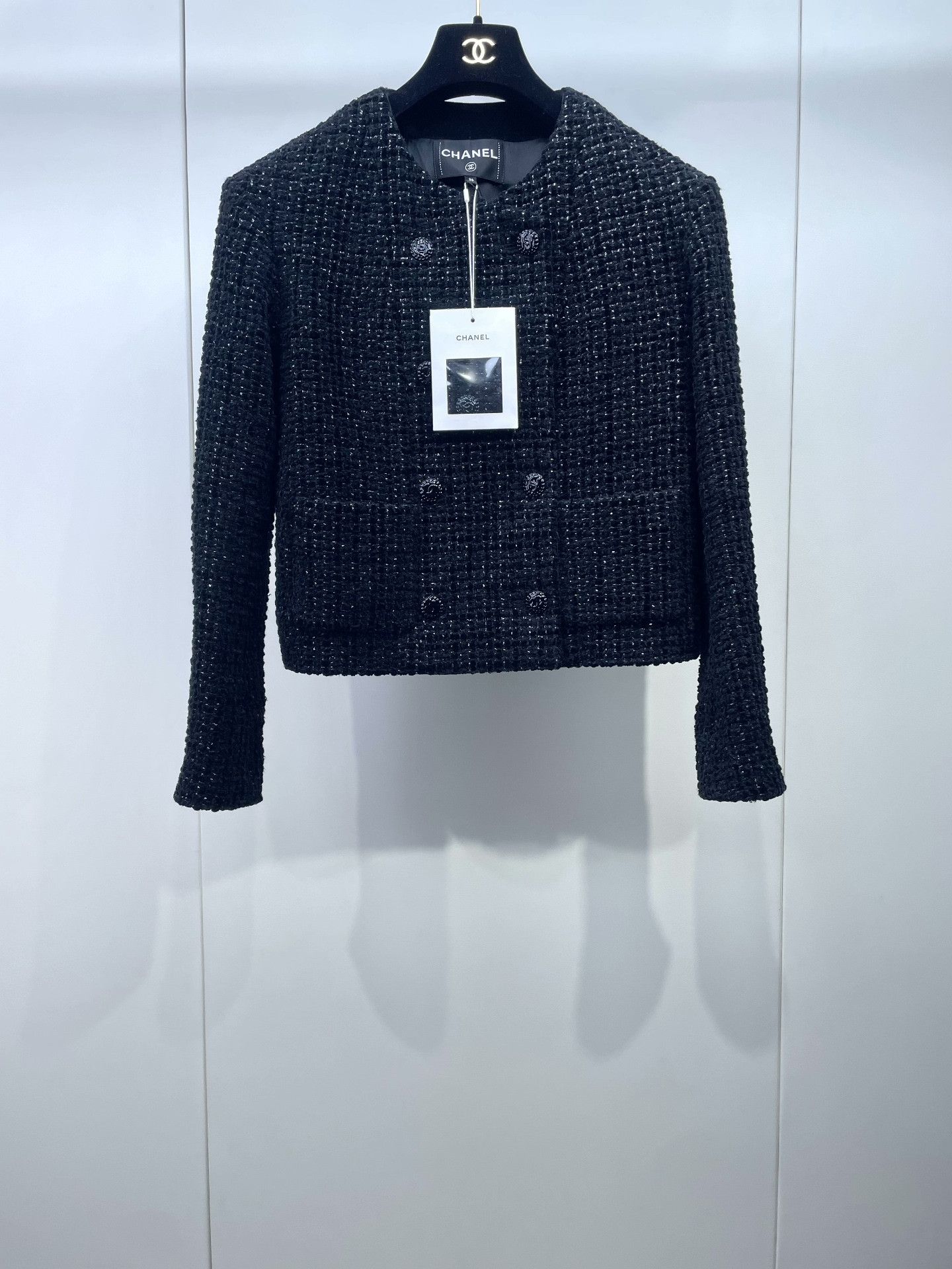 Chanel Chanel 22B Black Double-Breasted Velvet Coat Size XS / US 0-2 / IT 36-38 - 1 Thumbnail