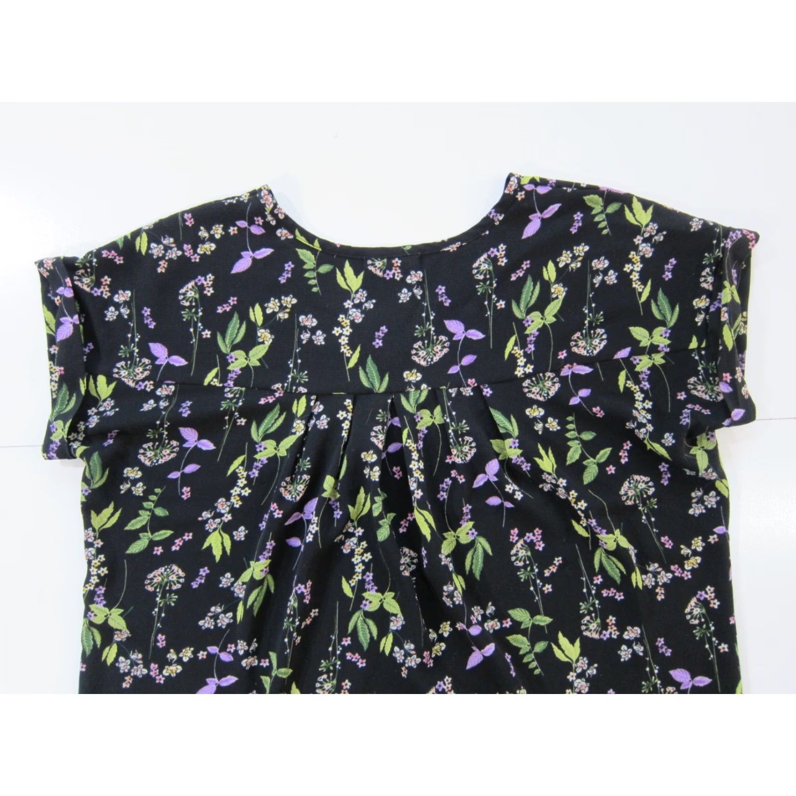 Pinko Pleione Blouse L Black Floral Rayon Boxy Short Sleeve Tunic Size L / US 10 / IT 46 - 5 Thumbnail