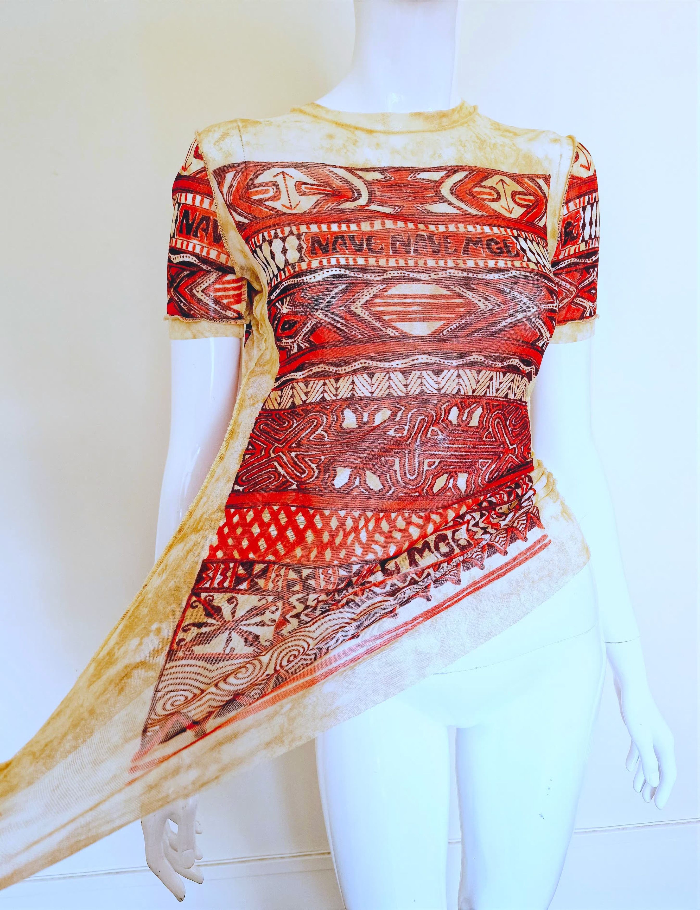 Jean Paul Gaultier Jean Paul Gaultier T Shirt Mesh Top Tee Long Print 90s Size S / US 4 / IT 40 - 7 Thumbnail