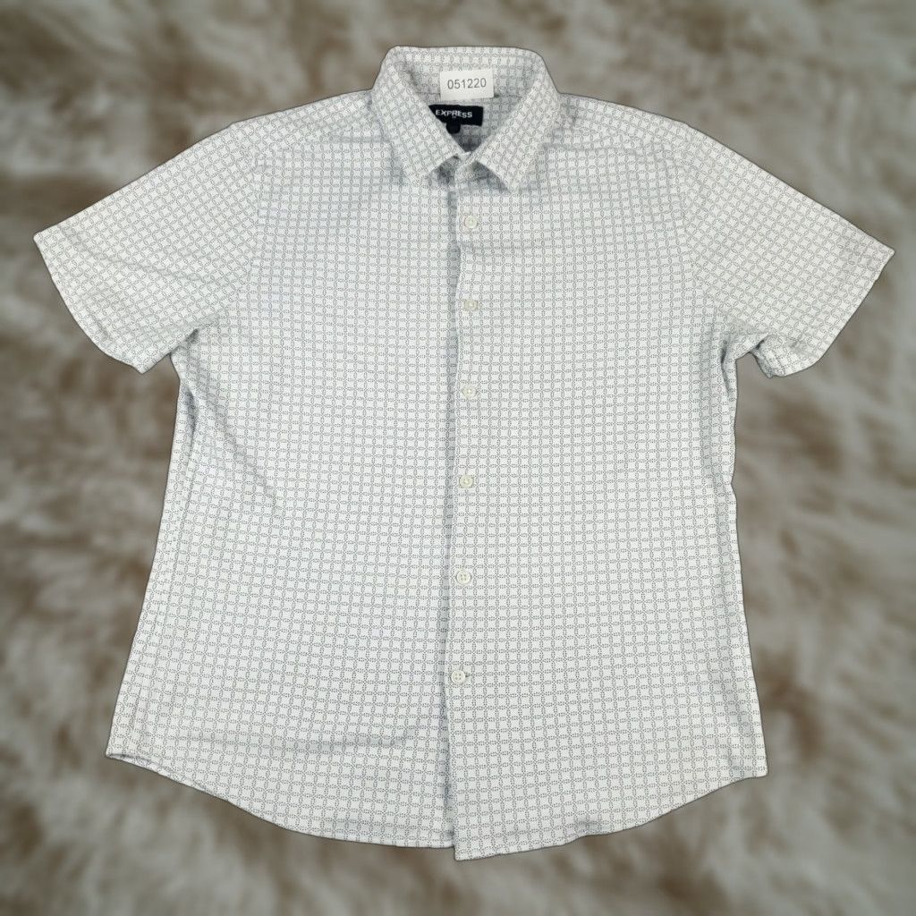 Express VINTAGE Express Men's Shirt Short Sleeve Collared Button-Up Geometric 90s Casual Business Modern Size US M / EU 48-50 / 2 - 1 Thumbnail