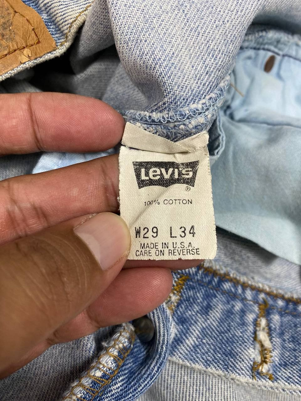 Levi's vintage 90s levis 501 stained light blue denim Size US 29 - 17 Thumbnail