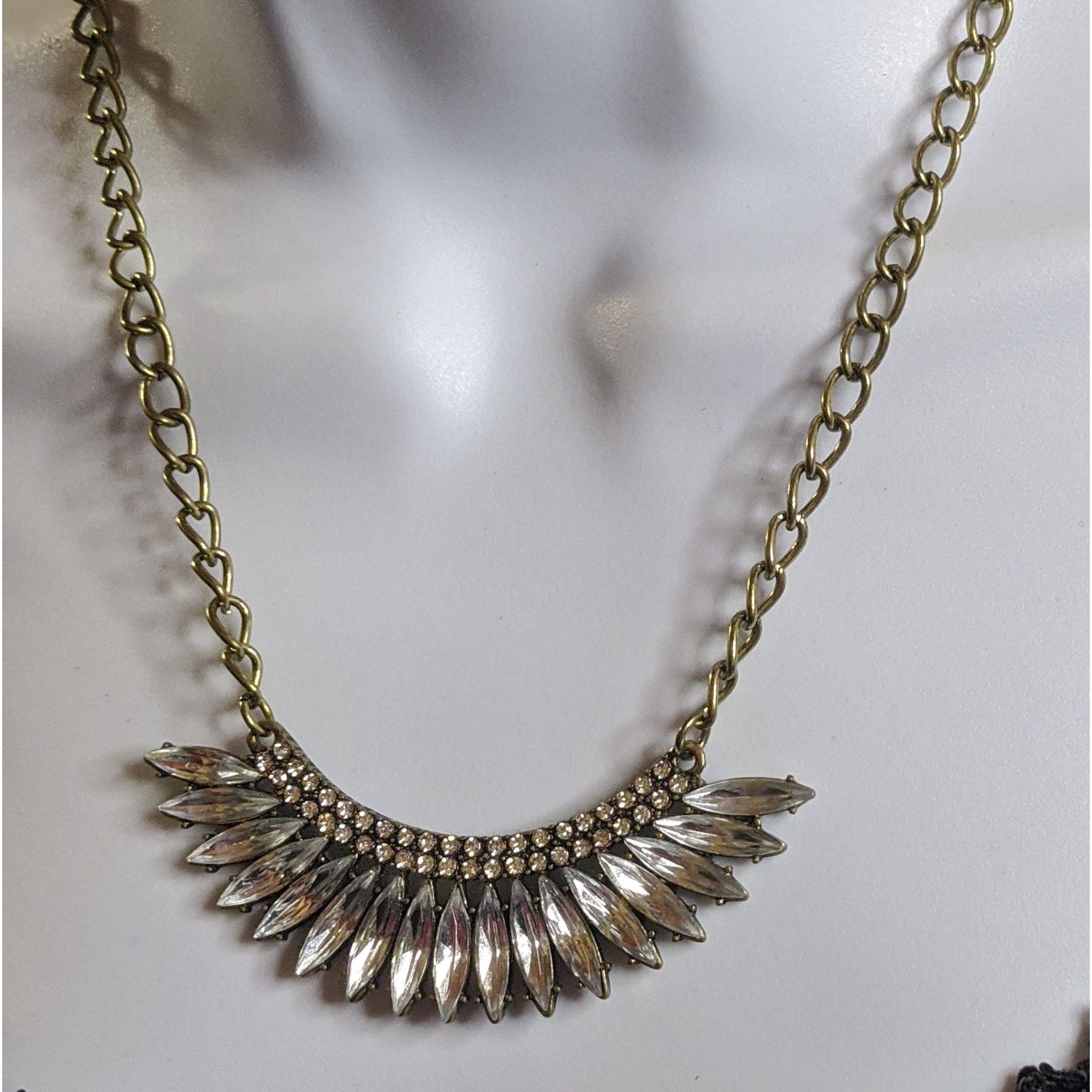 Other Vintage Art Deco Style Statement Necklace With Clear Rhinest Size ONE SIZE - 1 Thumbnail