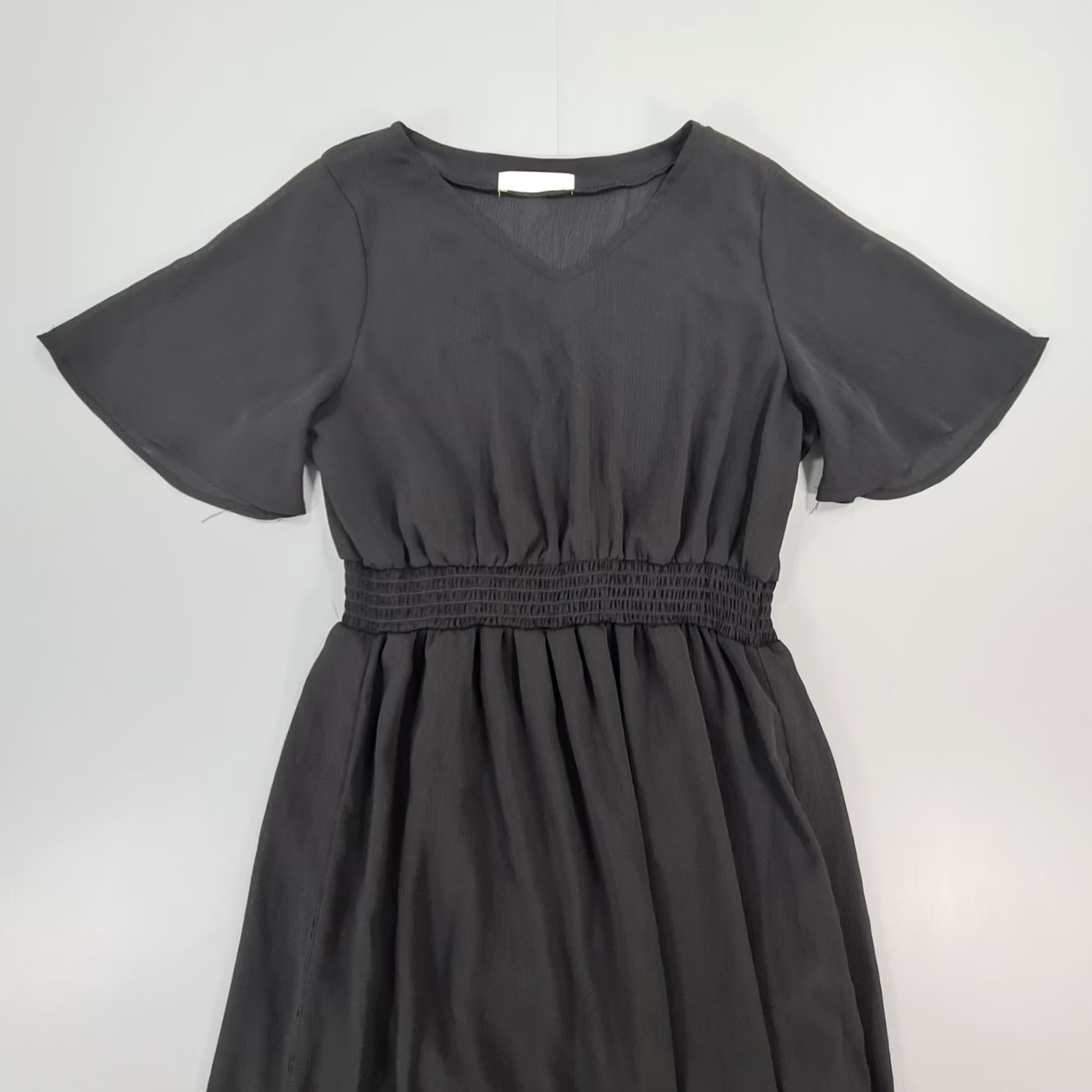 Vintage Discoat Parisien Womens Dress Black S Midi Short Sleeve V-Neck Pullover Casual Fashion Size 28" / US 6 / IT 42 - 3 Thumbnail
