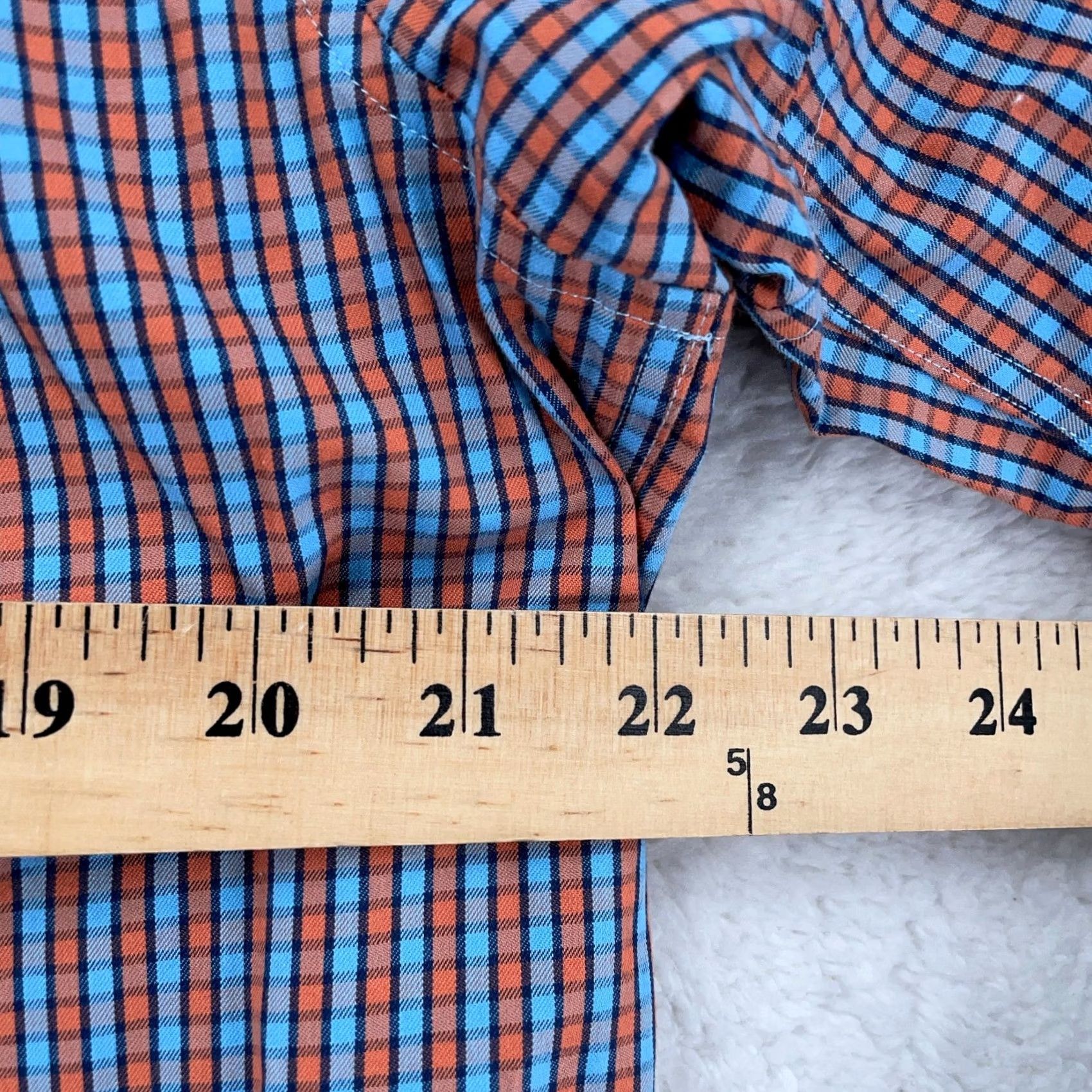 Vintage Duluth Trading Shirt Mens LT Blue Orange Plaid Slim Button Down Size US L / EU 52-54 / 3 - 5 Thumbnail