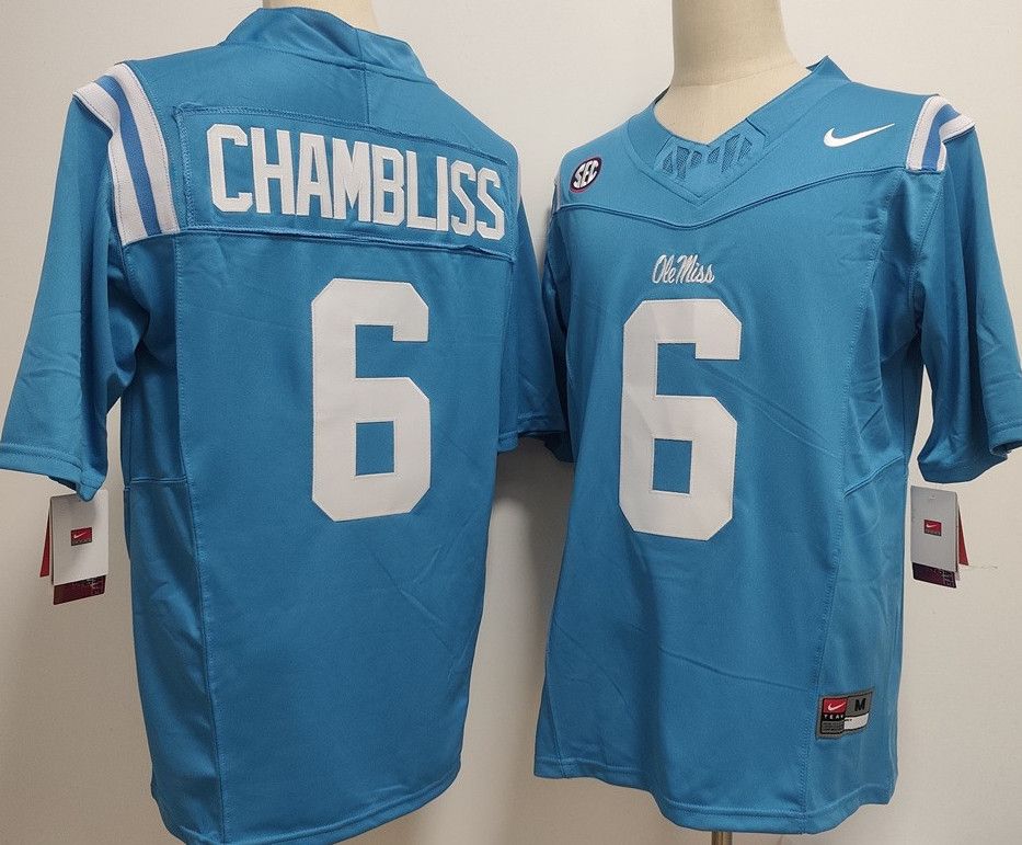 Other Men's Ole Miss Rebels 6 Trinidad Chambliss Blue Jersey Size US M / EU 48-50 / 2 - 1 Thumbnail