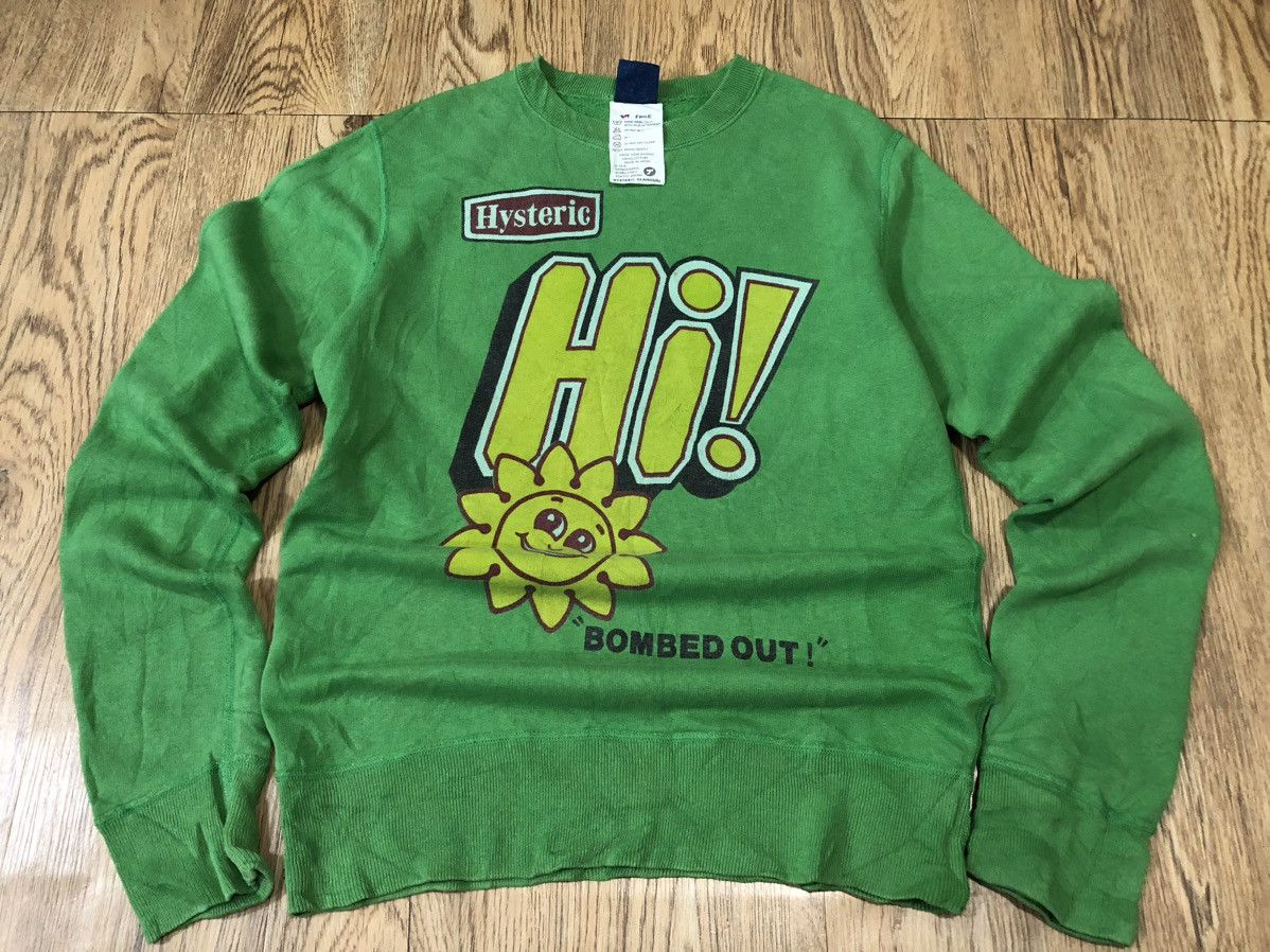 image of Hysteric Glamour Bomb Out Sweatshirt in Green, Men's (Size Small)