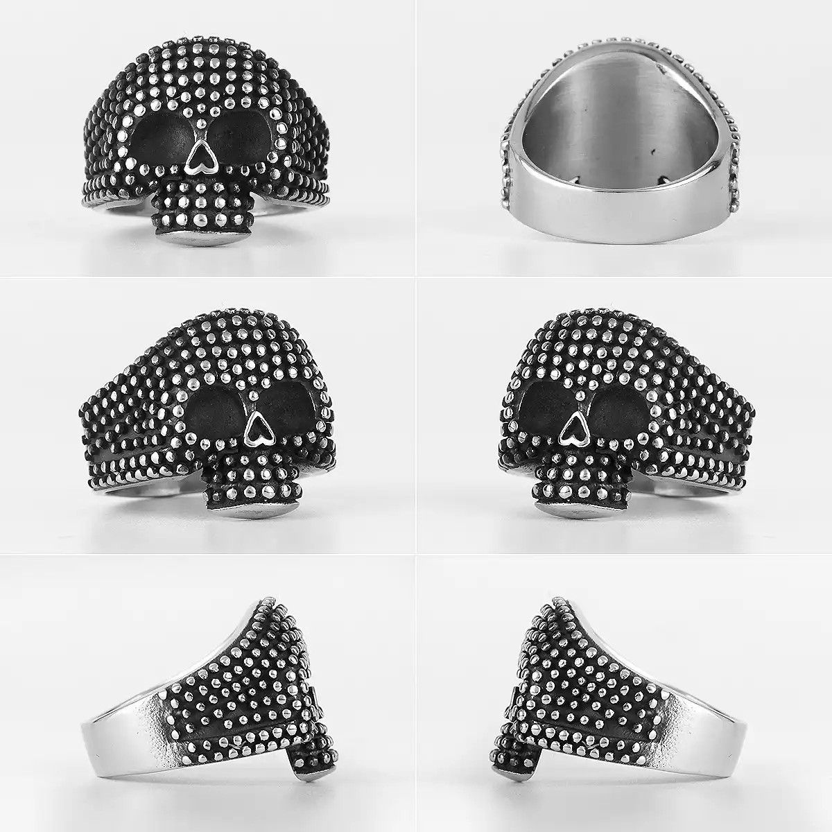One Piece Retro Black Spot Skull Ring (size 7-13) Size ONE SIZE - 3 Thumbnail