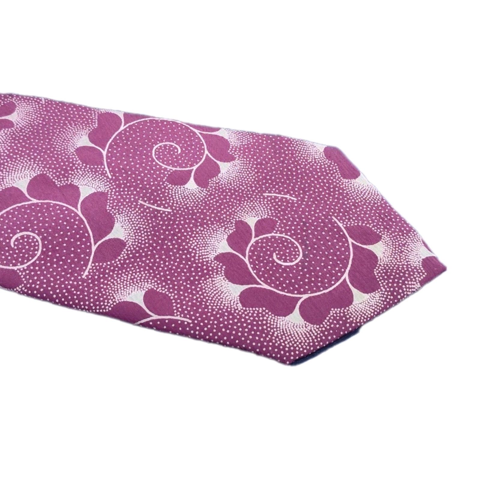 Vintage VINTAGE Barneys New York Men's Tie 100% Silk Burgundy Swirl Dots Retro Paisley Italy Classic Size ONE SIZE - 2 Thumbnail