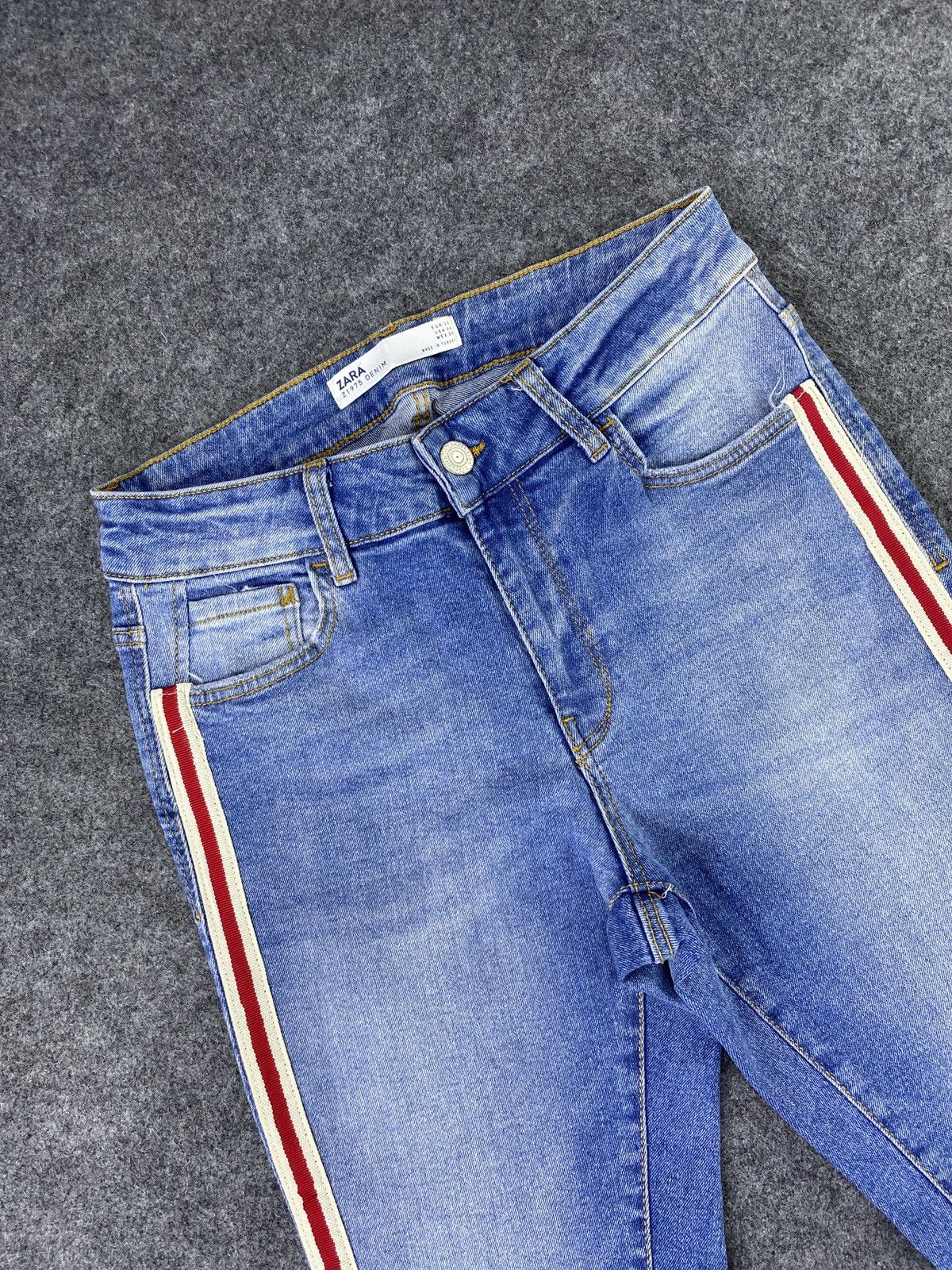 Jean × Zara Zara Side Stripe Skinny Blue Wash Jeans-J1136 Size 26" / US 2 / IT 38 - 3 Thumbnail