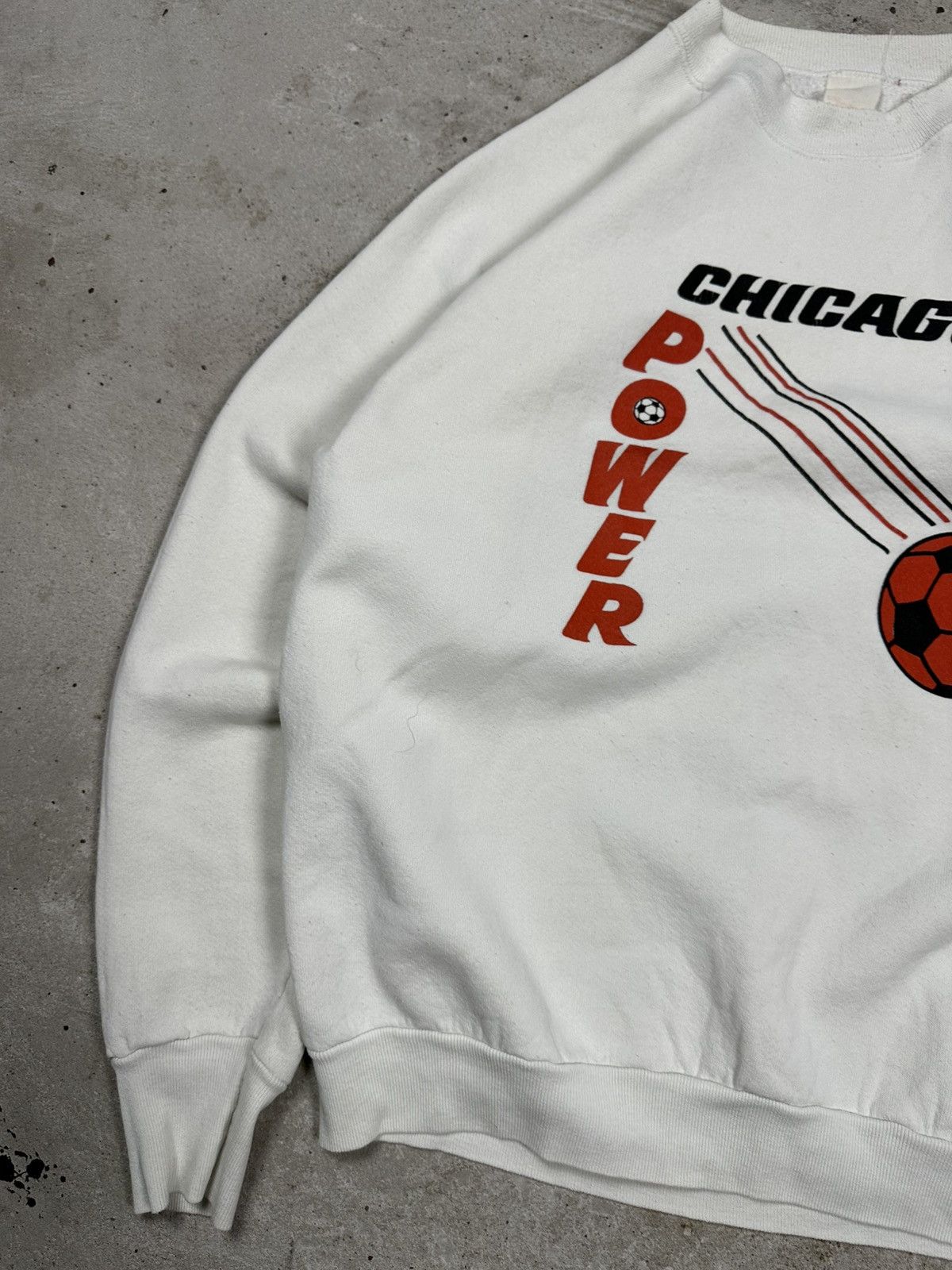 Vintage Vintage 90s Chicago Power Soccer MLS White Crewneck Sweat Size US L / EU 52-54 / 3 - 5 Thumbnail