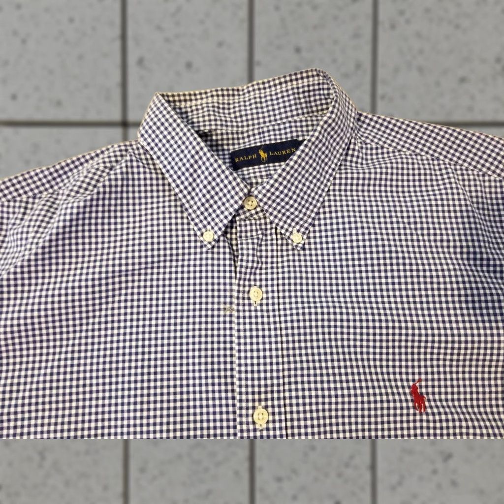 Polo Ralph Lauren Polo Ralph Lauren Shirt 2XL Navy Blue Cotton Button-Up Dress Shirt Mens Casual Size 48R - 1 Thumbnail