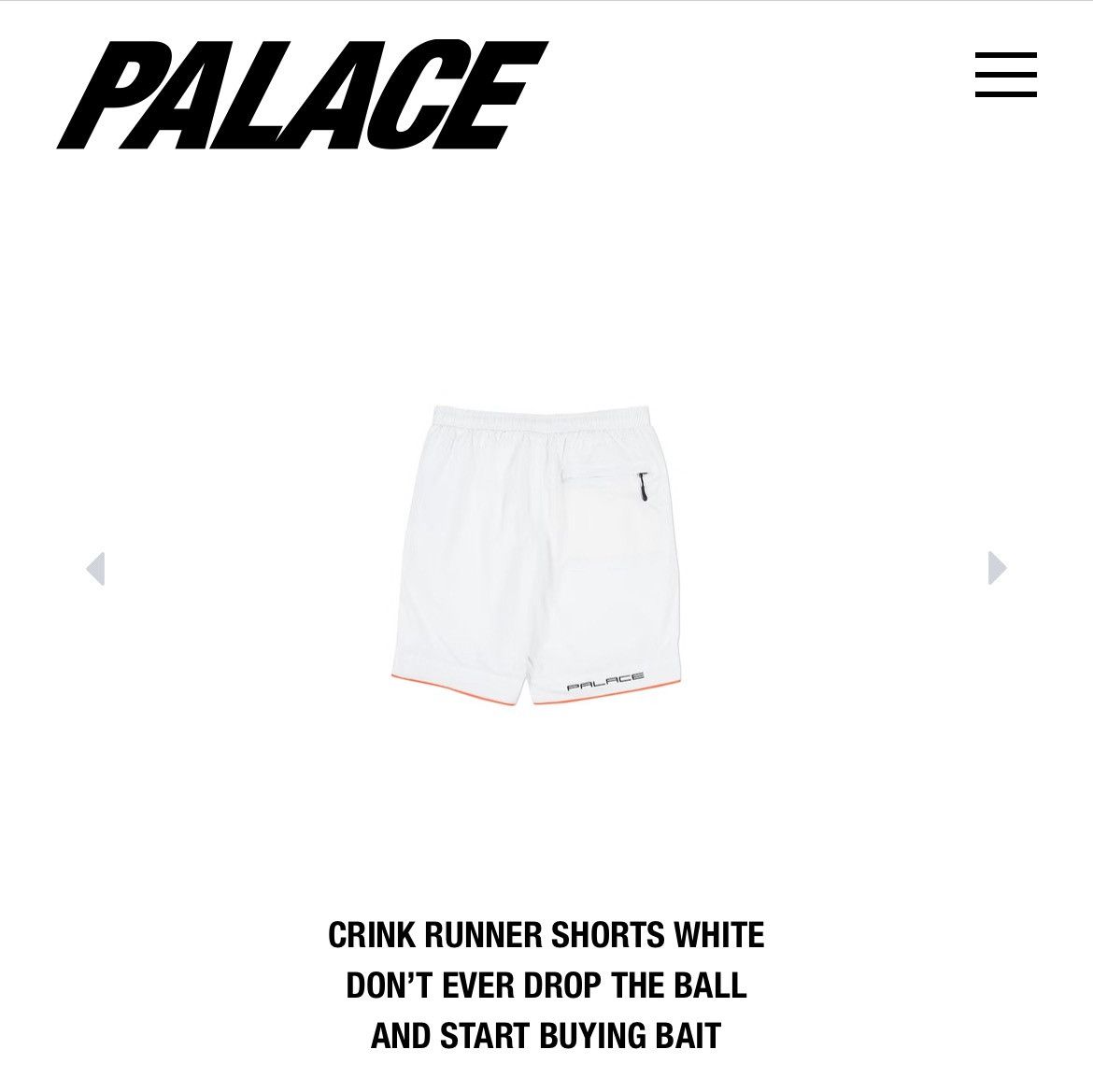 Palace SUMMER 2018 NYLON CRiNK RUNNER SHORTS WHiTE 3M SAFETY ORANGE Size US 34 / EU 50 - 1 Thumbnail