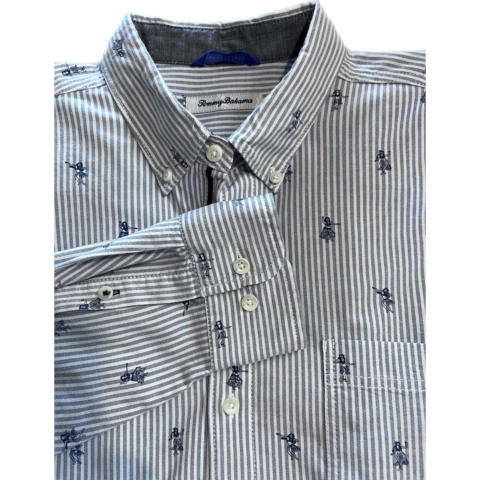 Tommy Bahama Tommy Bahama men’s L shirt striped, hula girl Hawaiian print Size US L / EU 52-54 / 3 - 3 Thumbnail