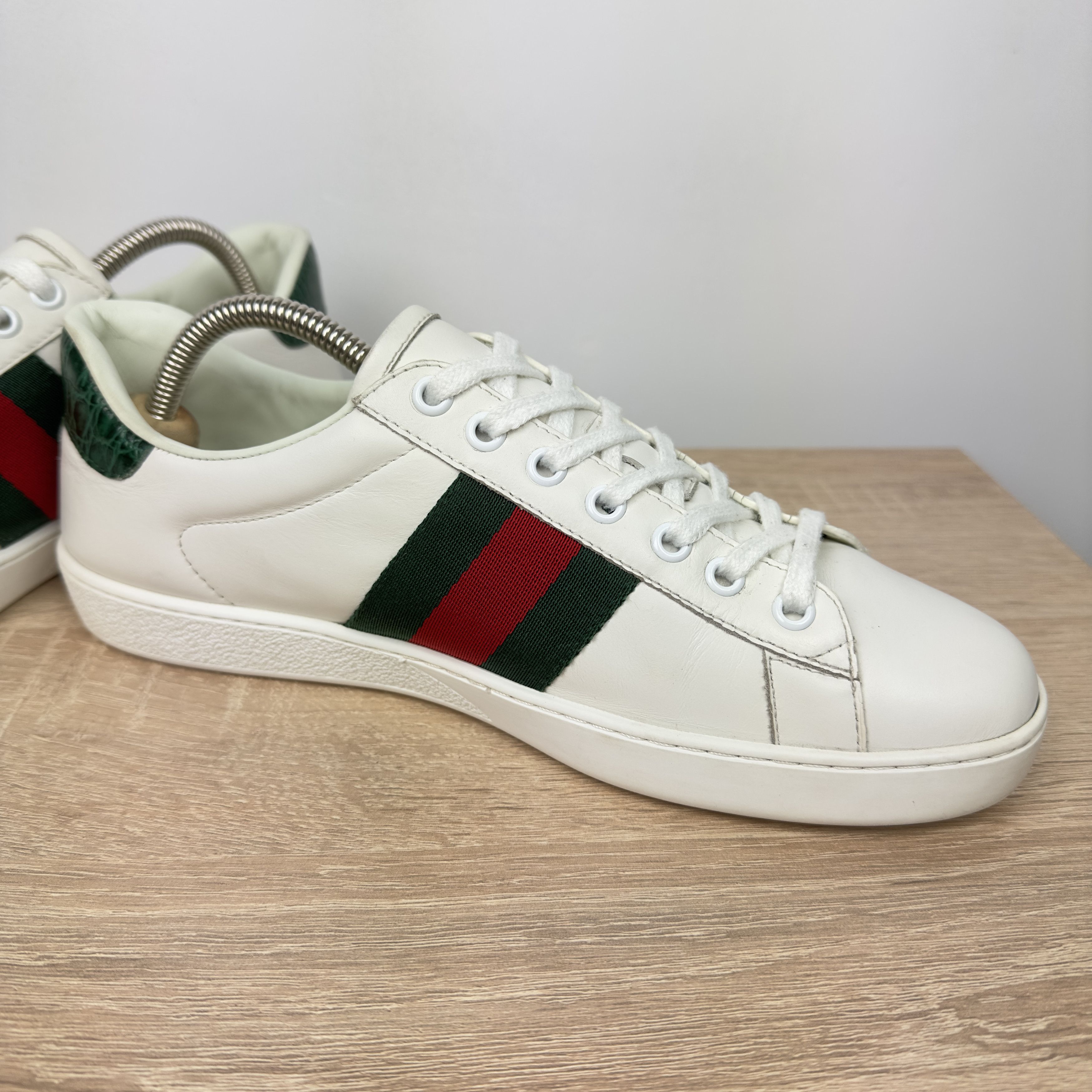 Gucci Ace Web White/Green 386750 Shoes Size 7 G Size US 7.5 / EU 40-41 - 6 Thumbnail