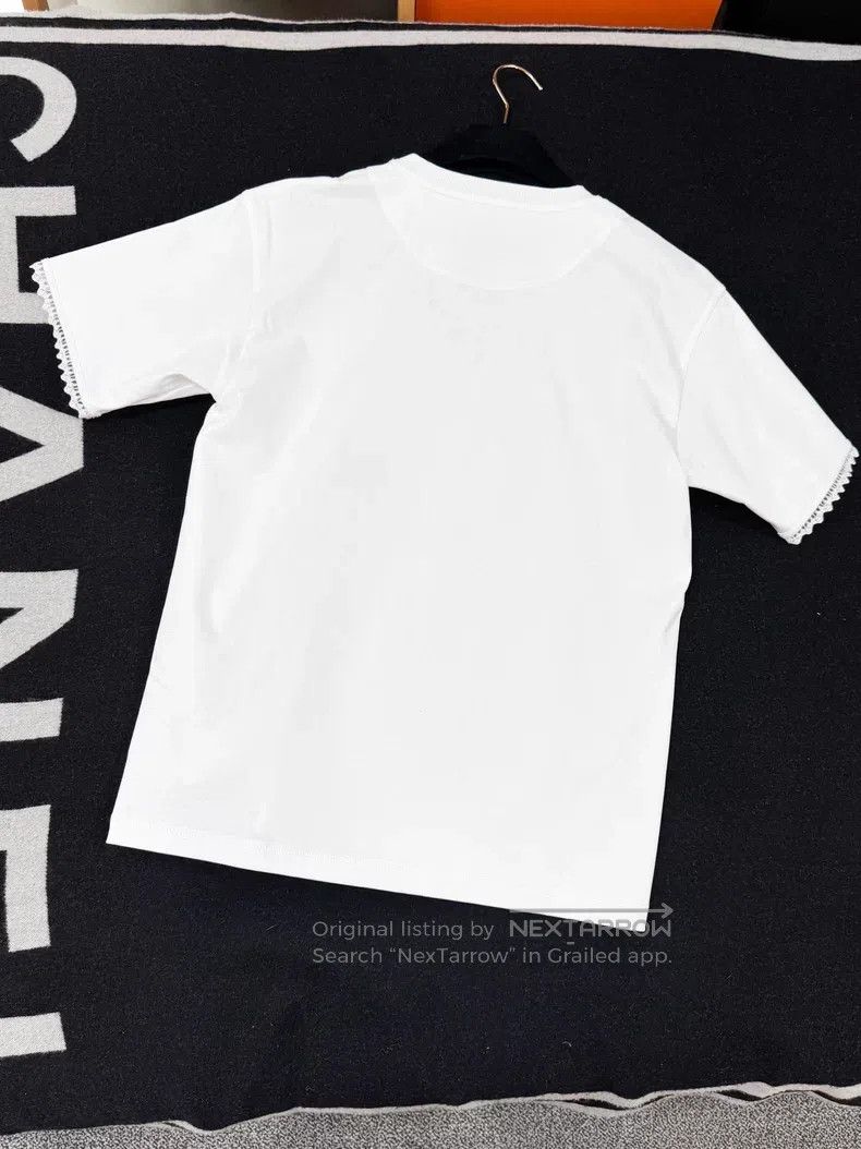 Hermes Hermes White Plain Knit Embroidered Short Sleeve T-Shirt Size XXS / US 00 / IT 34 - 5 Thumbnail