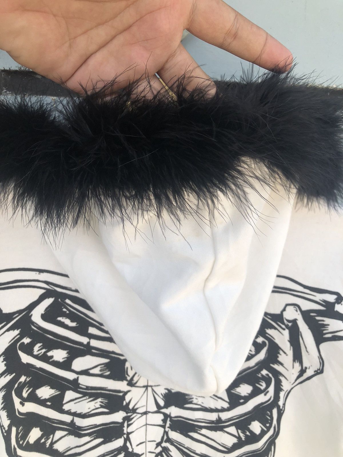 Gladnews fur zipper hoodie studded skelton skulls