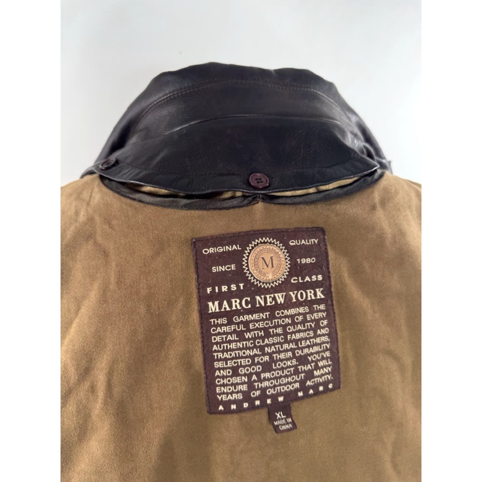 Vintage MARC New York Heavy LEATHER Removable Liner Bomber Jacket Mens XL Brown City Brand Shirt Size US XL / EU 56 / 4 - 5 Thumbnail