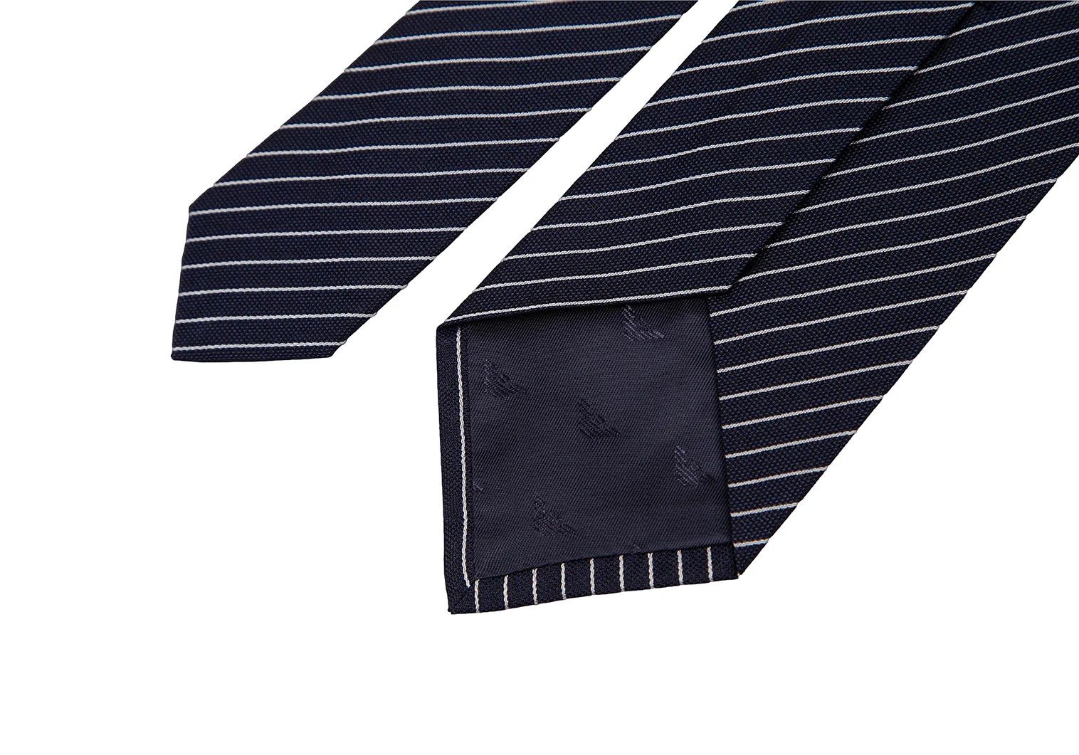 Emporio Armani Silk Regimental Tie in Navy and White Size ONE SIZE - 6 Thumbnail
