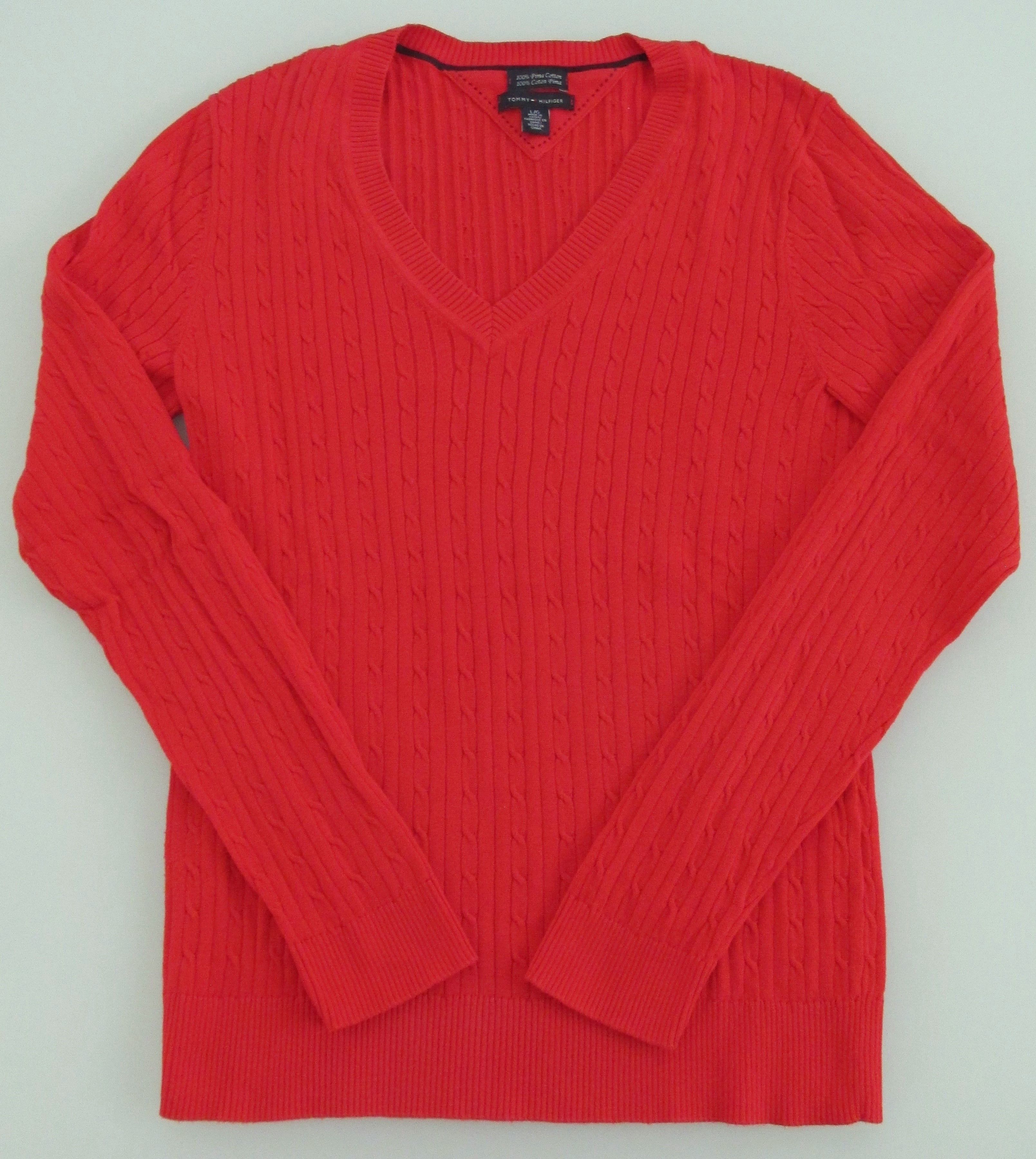 Tommy Hilfiger Tommy Hilfiger Women's V-Neck Cotton Sweaters Size Large Size L / US 10 / IT 46 - 1 Thumbnail