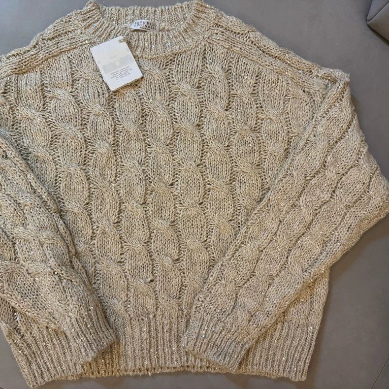 Brunello Cucinelli Brunello Cucinelli Beaded Cable Knit Sweater Size US M / EU 48-50 / 2 - 1 Thumbnail